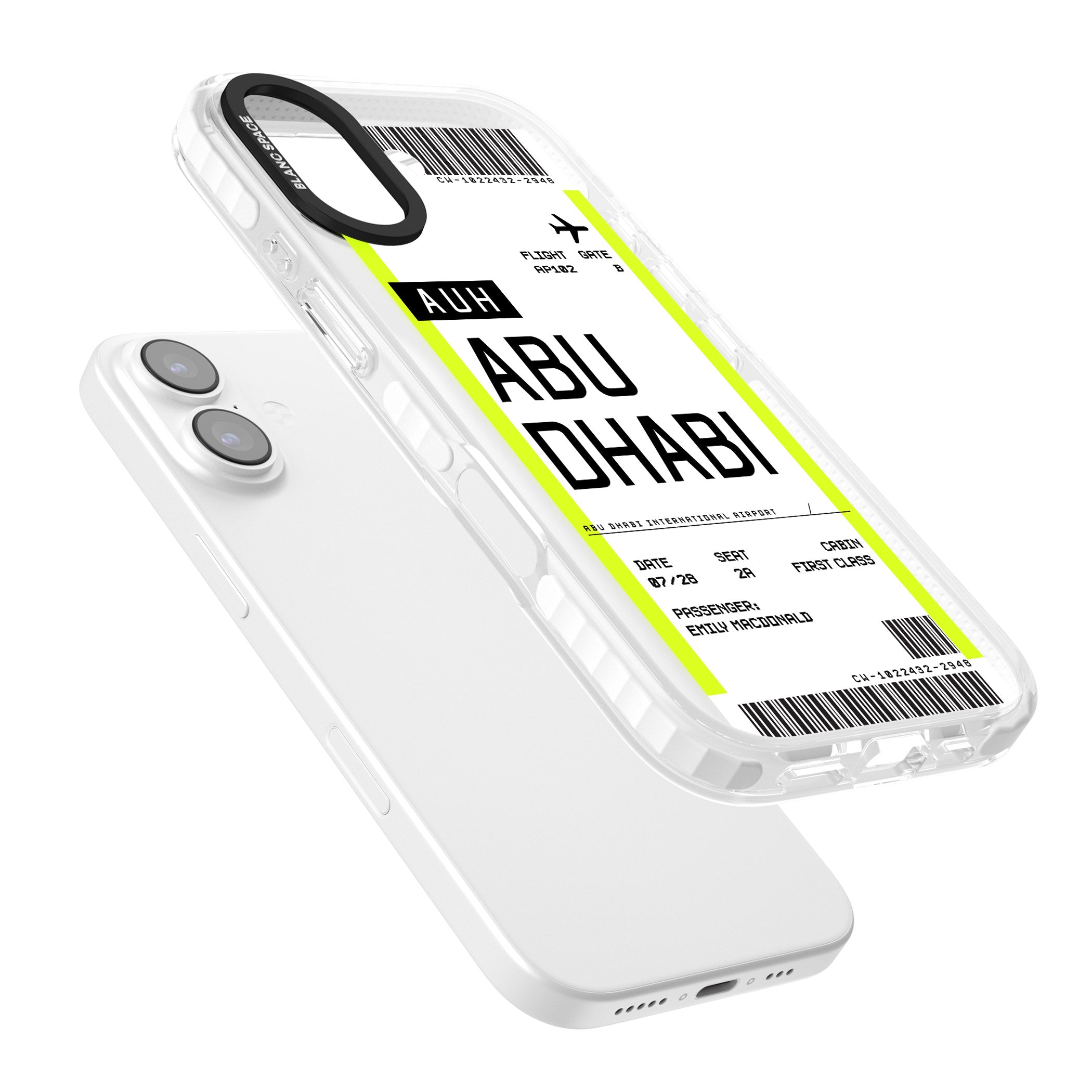 Personalised Abu Dhabi Boarding Pass iPhone 17 Impact Pro Clear Phone Case Colours