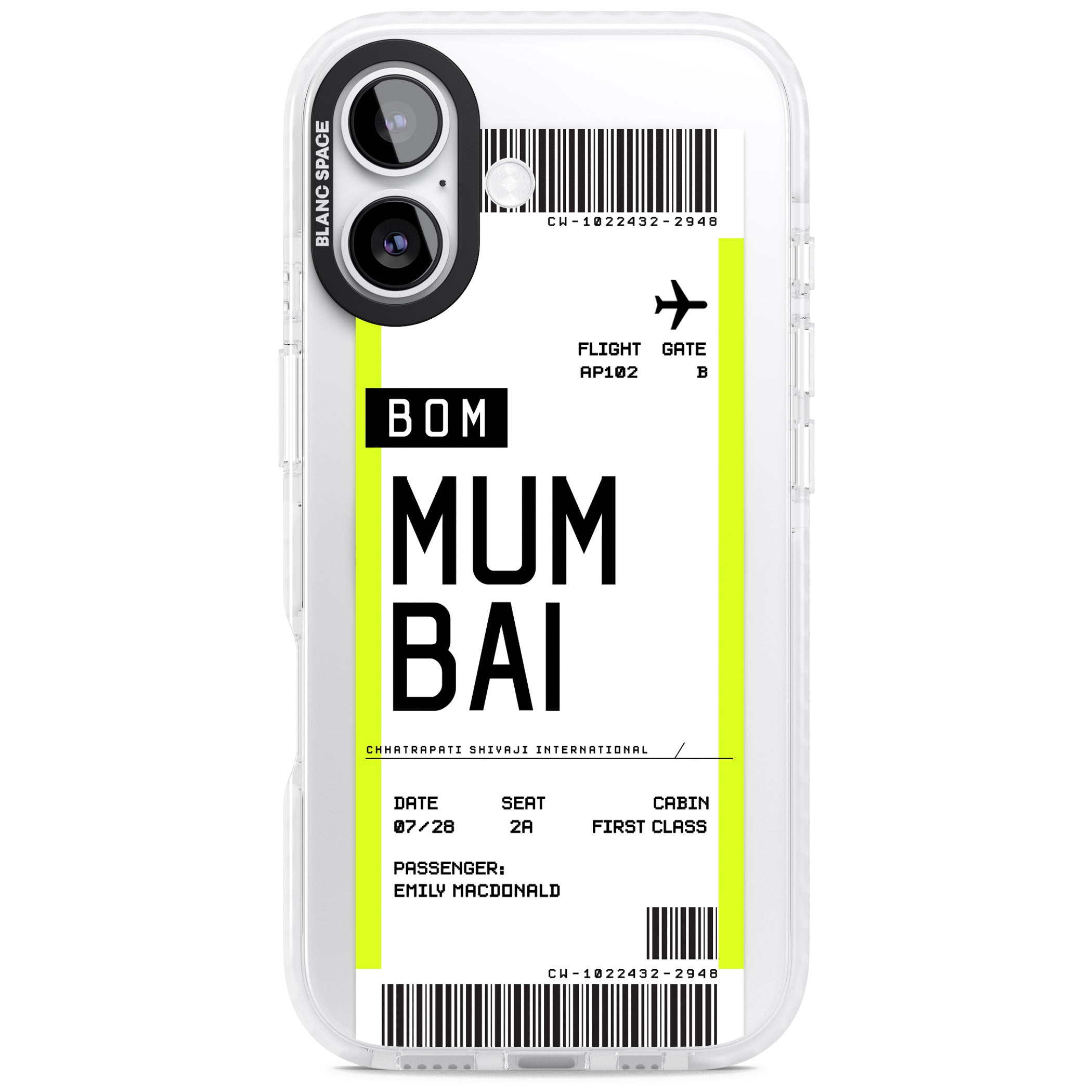 Personalised Mumbai Boarding Pass iPhone 17 Impact Pro Clear Phone Case