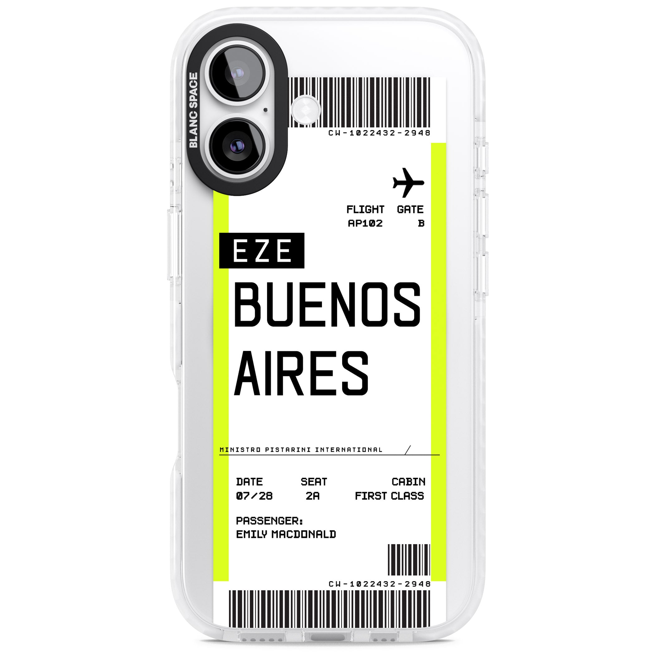 Personalised Buenos Aires Boarding Pass iPhone 17 Impact Pro Clear Phone Case
