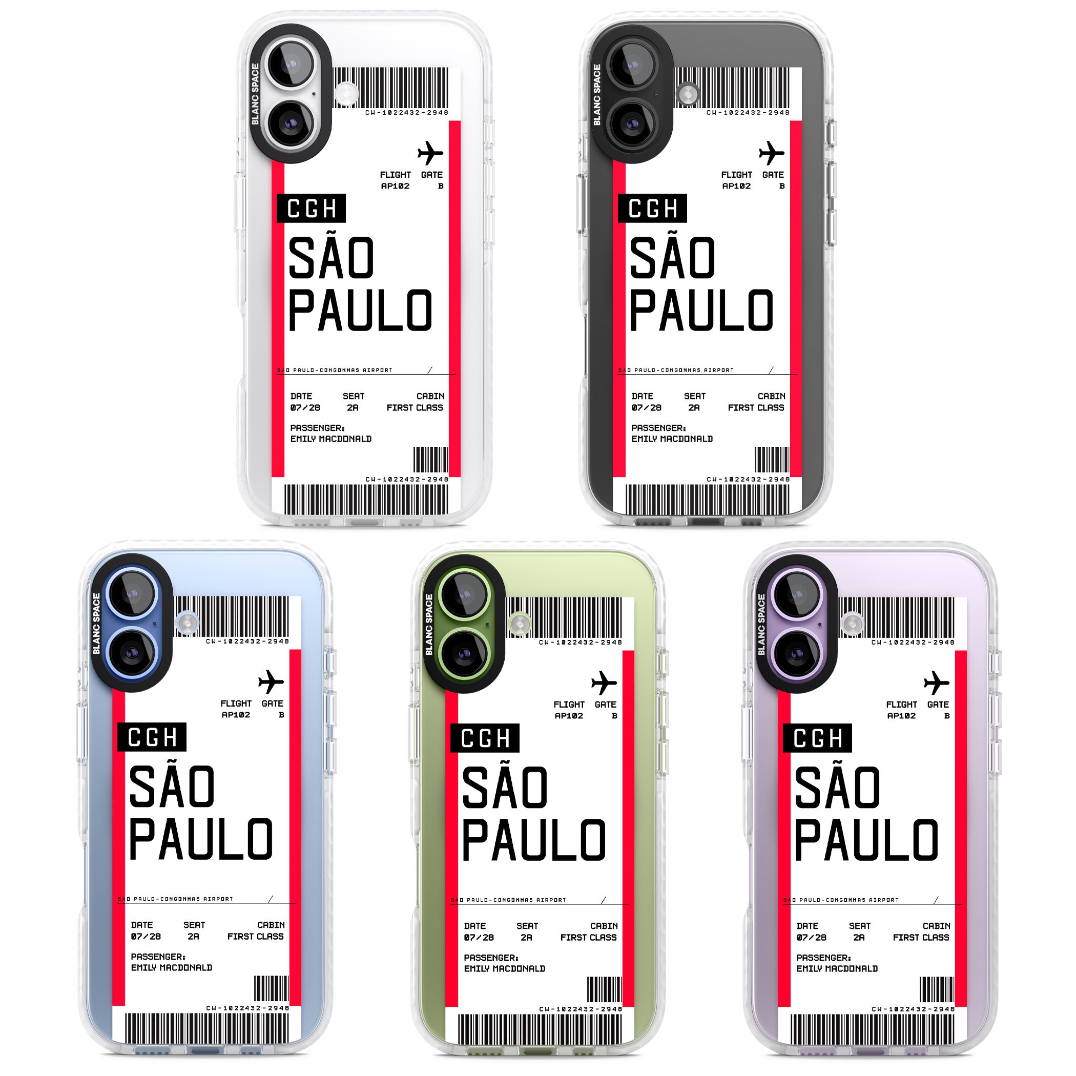 Personalised São Paulo Boarding Pass iPhone 17 Impact Pro Clear Phone Case APT Impact Protection