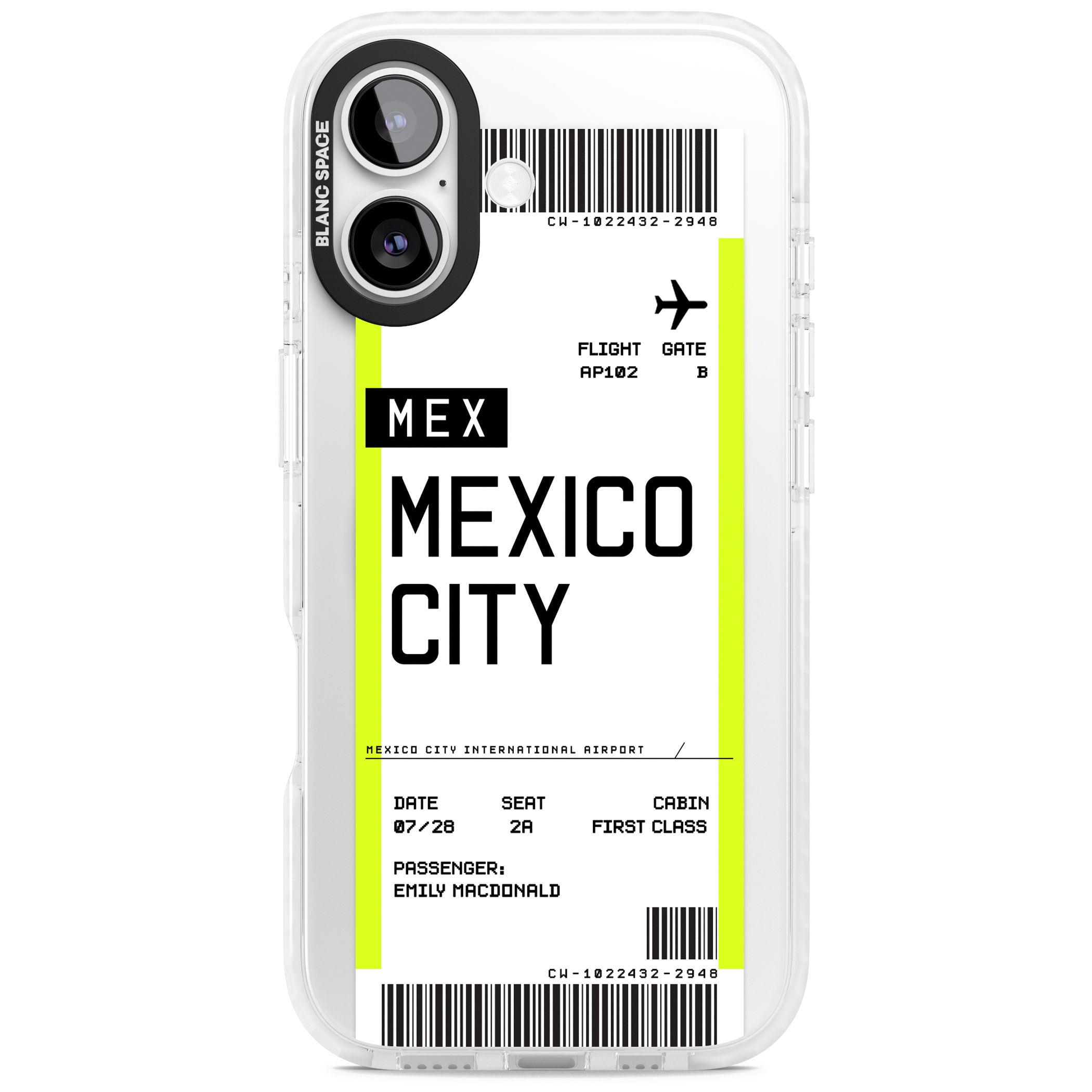 Personalised Mexico City Boarding Pass iPhone 17 Impact Pro Clear Phone Case