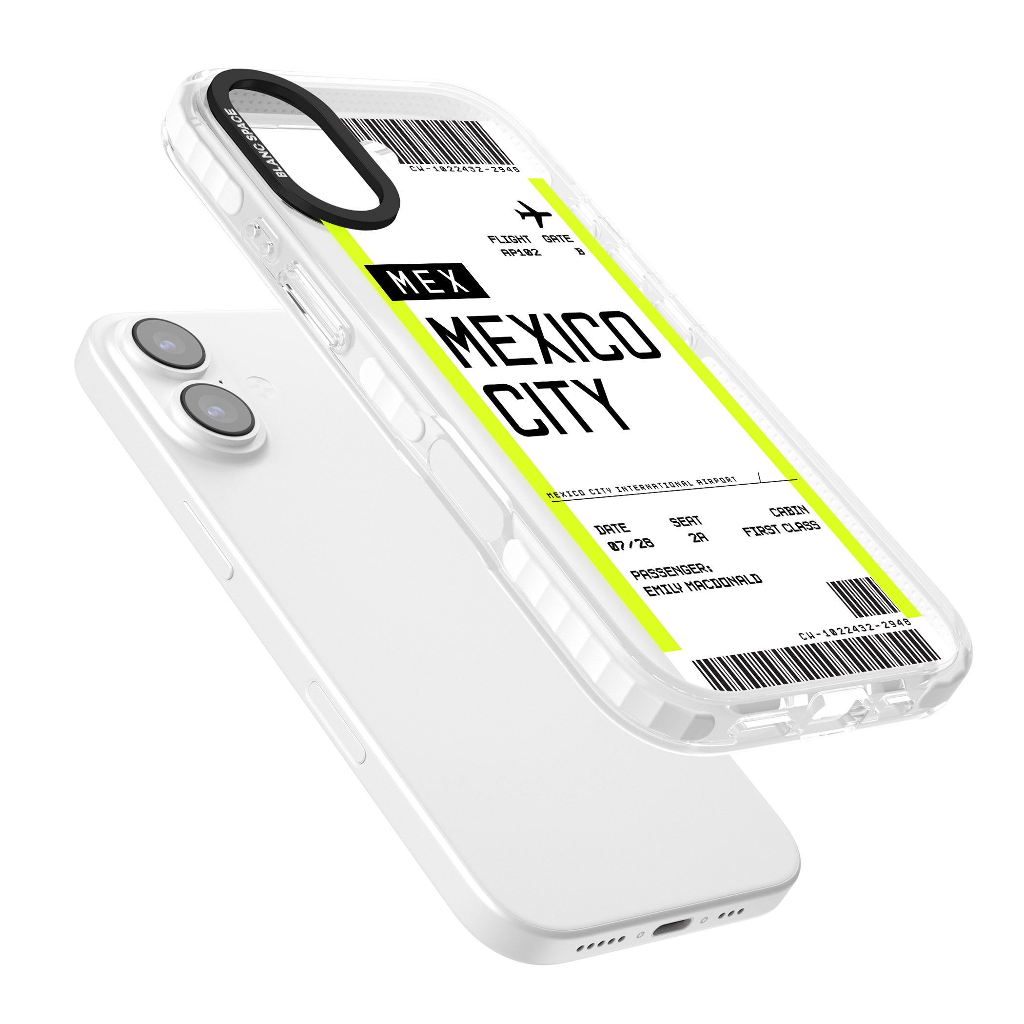 Personalised Mexico City Boarding Pass iPhone 17 Impact Pro Clear Phone Case Colours