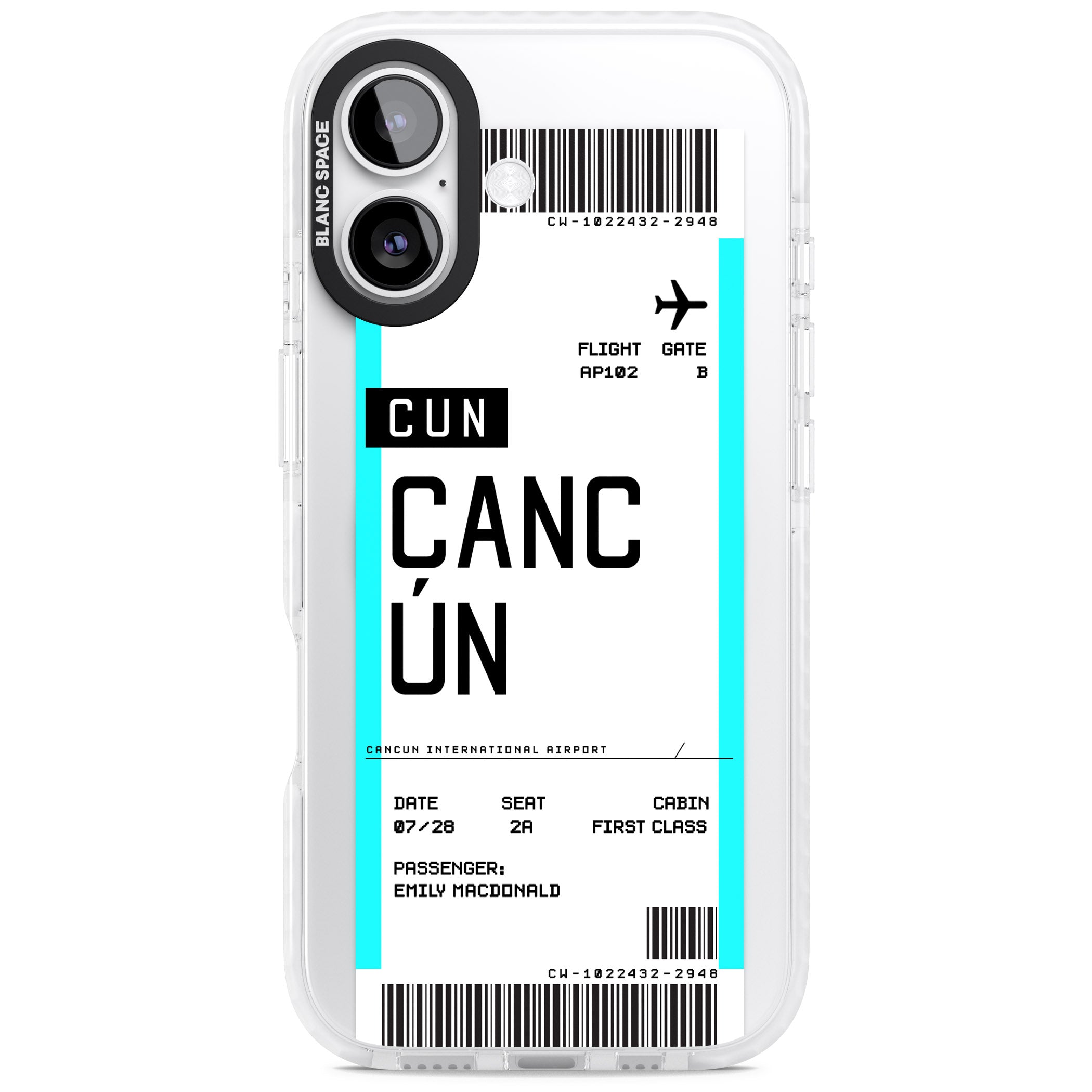 Personalised Cancún Boarding Pass iPhone 17 Impact Pro Clear Phone Case
