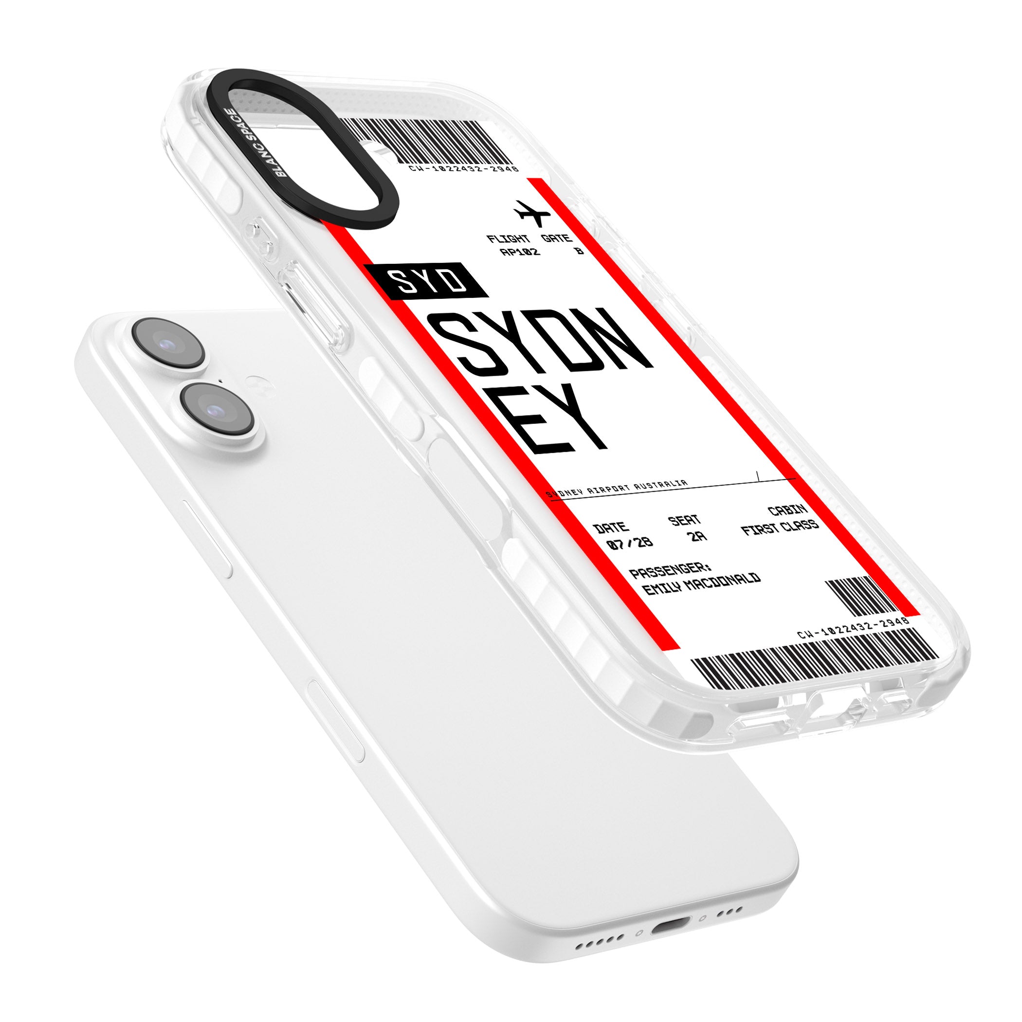 Personalised Sydney Boarding Pass iPhone 17 Impact Pro Clear Phone Case Colours