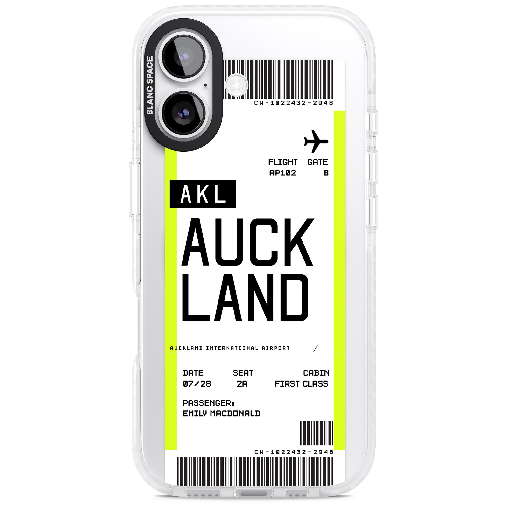 Personalised Auckland Boarding Pass iPhone 17 Impact Pro Clear Phone Case