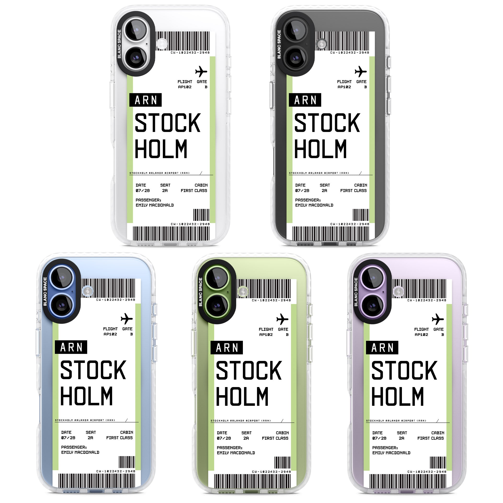 Personalised Stockholm Boarding Pass iPhone 17 Impact Pro Clear Phone Case APT Impact Protection