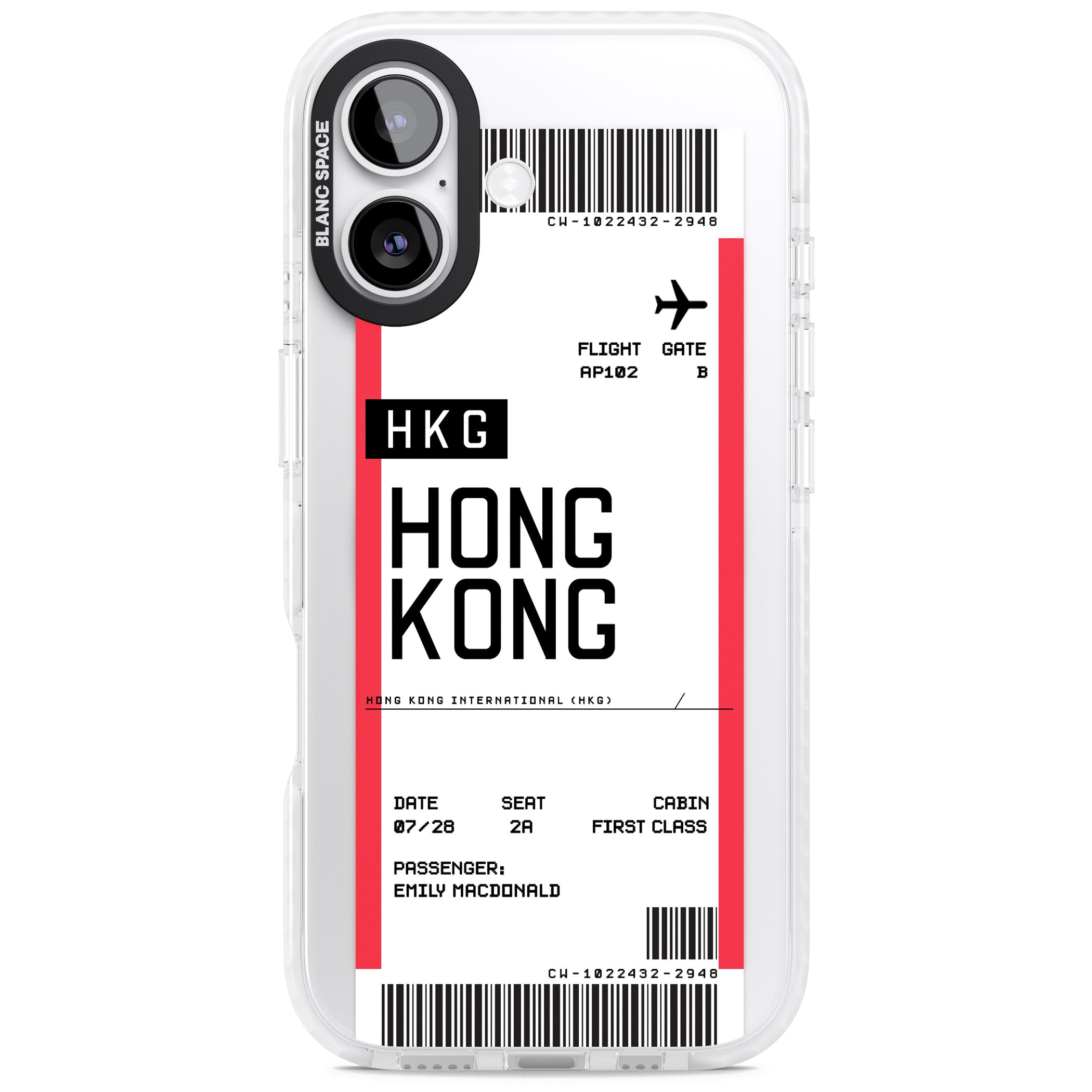 Personalised Hong Kong Boarding Pass iPhone 17 Impact Pro Clear Phone Case