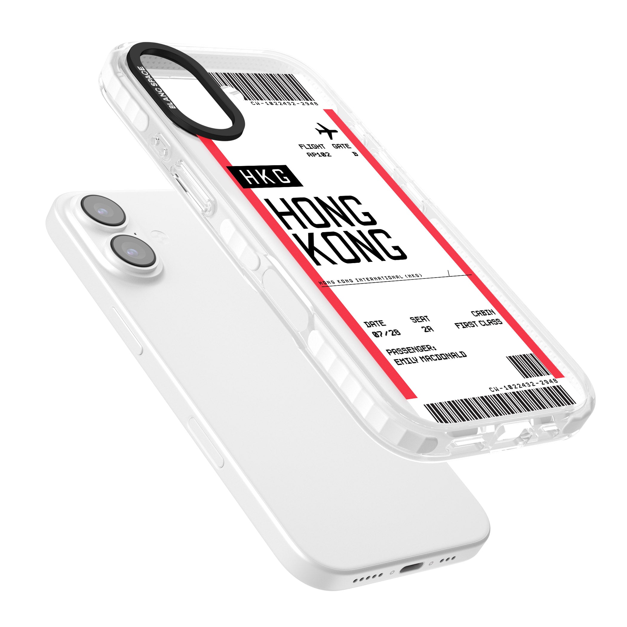 Personalised Hong Kong Boarding Pass iPhone 17 Impact Pro Clear Phone Case Colours