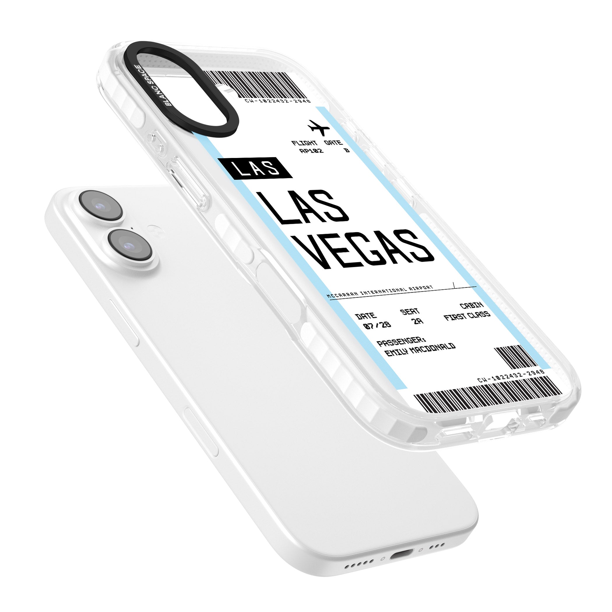 Personalised Las Vegas Boarding Pass iPhone 17 Impact Pro Clear Phone Case Colours