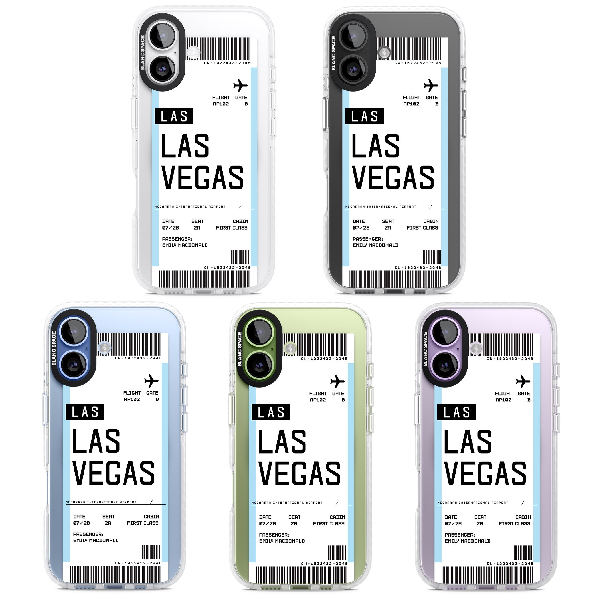 Personalised Las Vegas Boarding Pass iPhone 17 Impact Pro Clear Phone Case APT Impact Protection