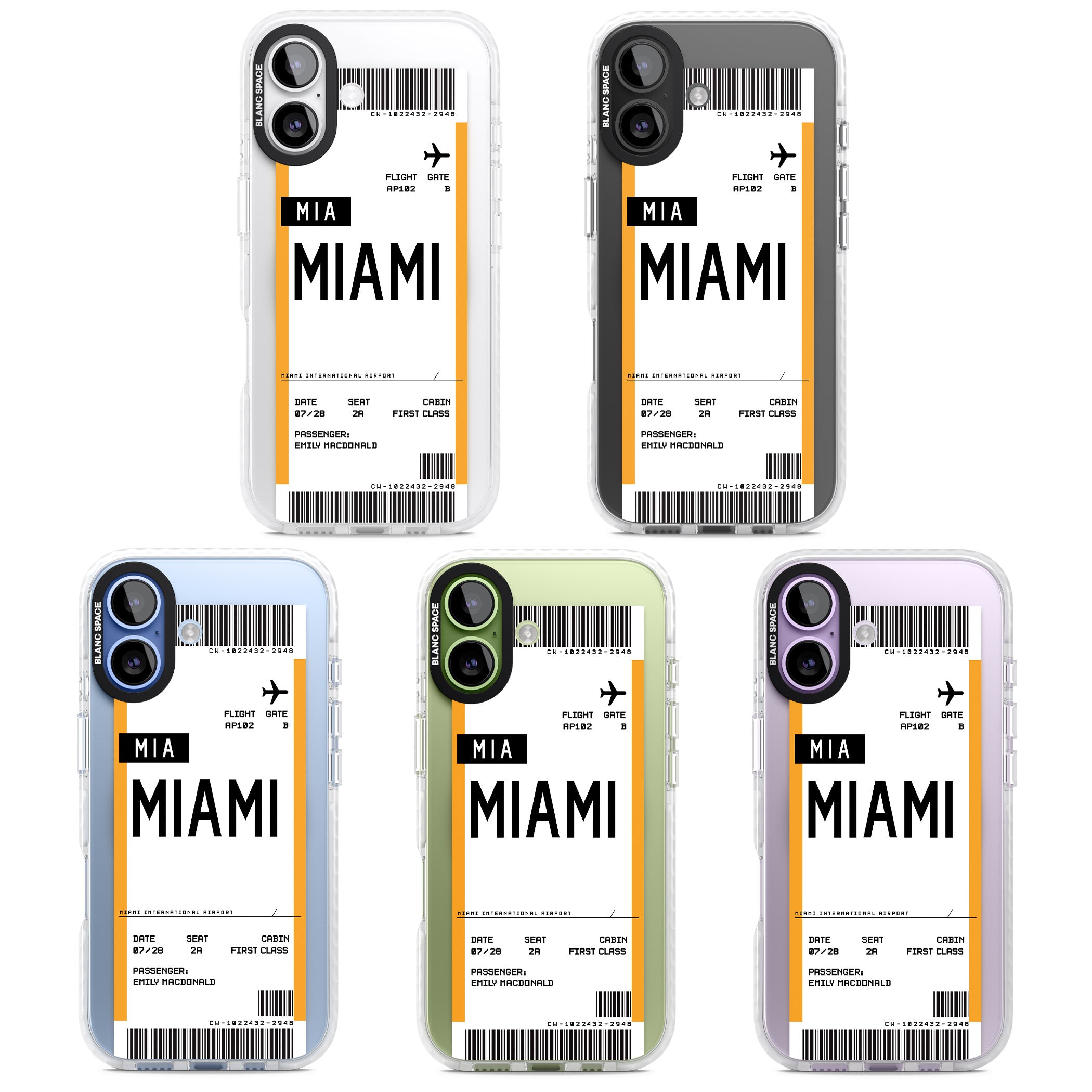 Personalised Miami Boarding Pass iPhone 17 Impact Pro Clear Phone Case APT Impact Protection