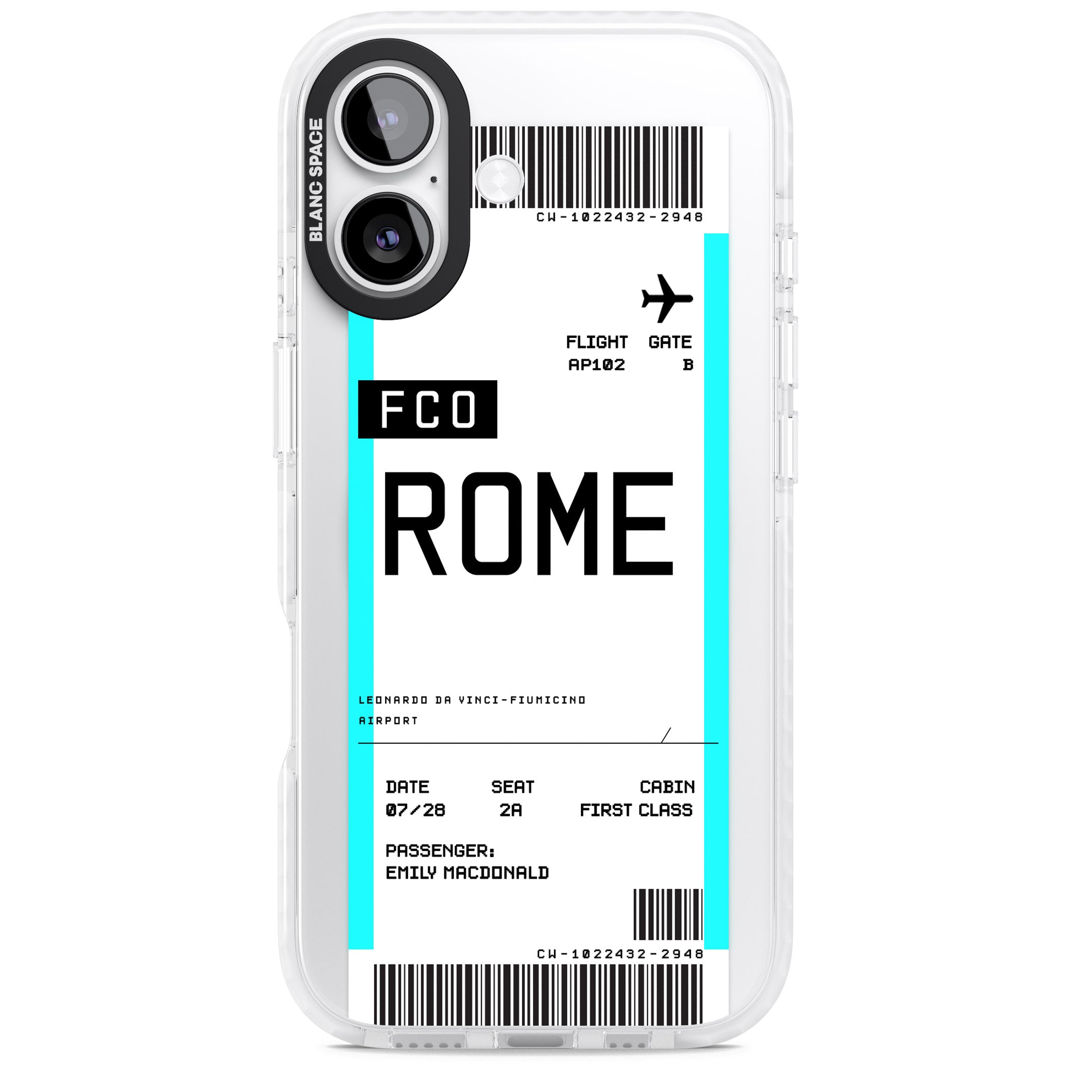 Personalised Rome Boarding Pass iPhone 17 Impact Pro Clear Phone Case