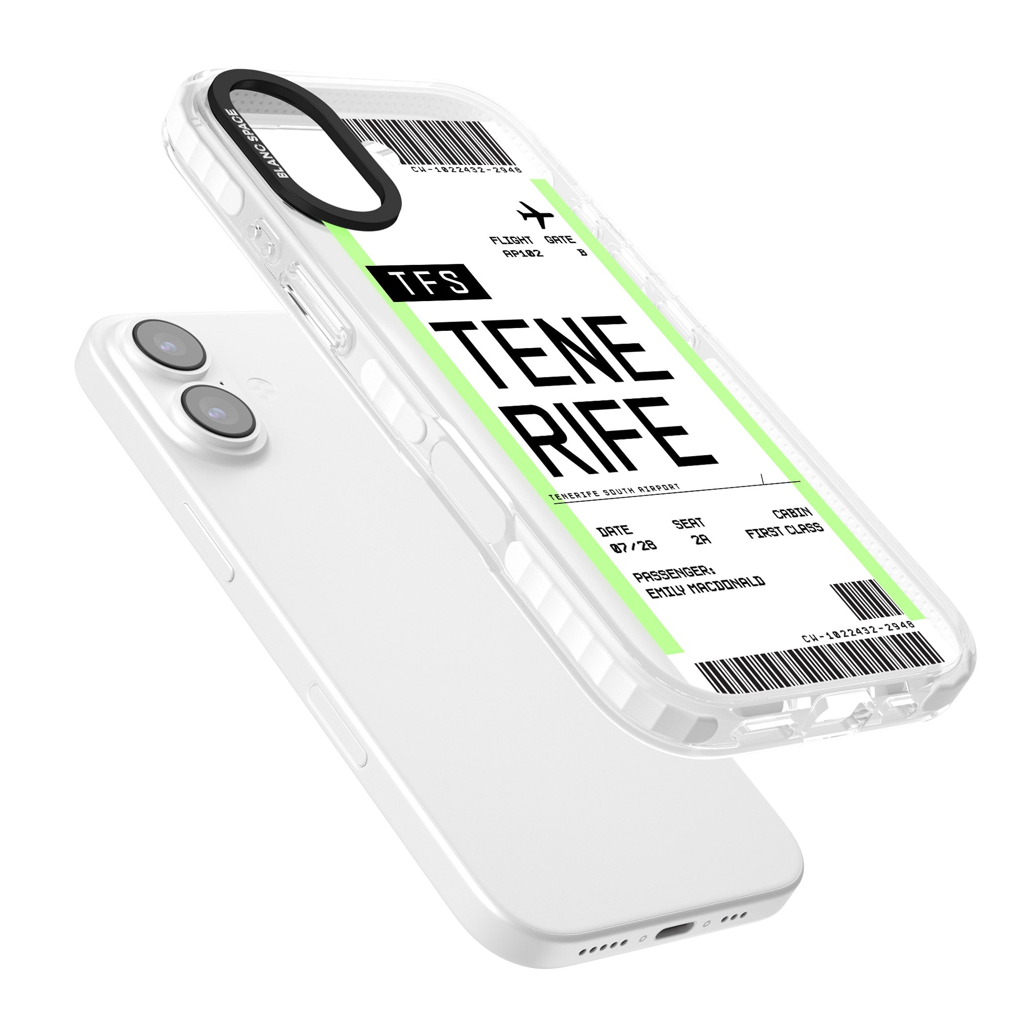 Personalised Tenerife Boarding Pass iPhone 17 Impact Pro Clear Phone Case Colours