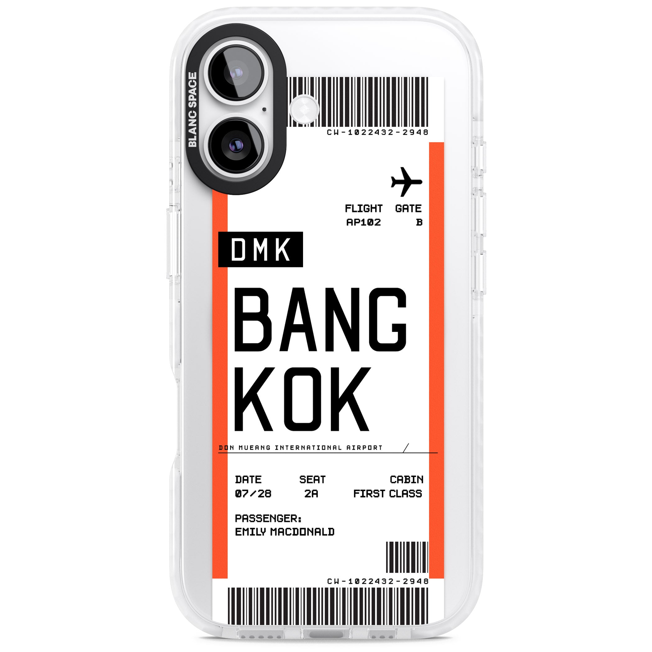 Personalised Bangkok Boarding Pass iPhone 17 Impact Pro Clear Phone Case