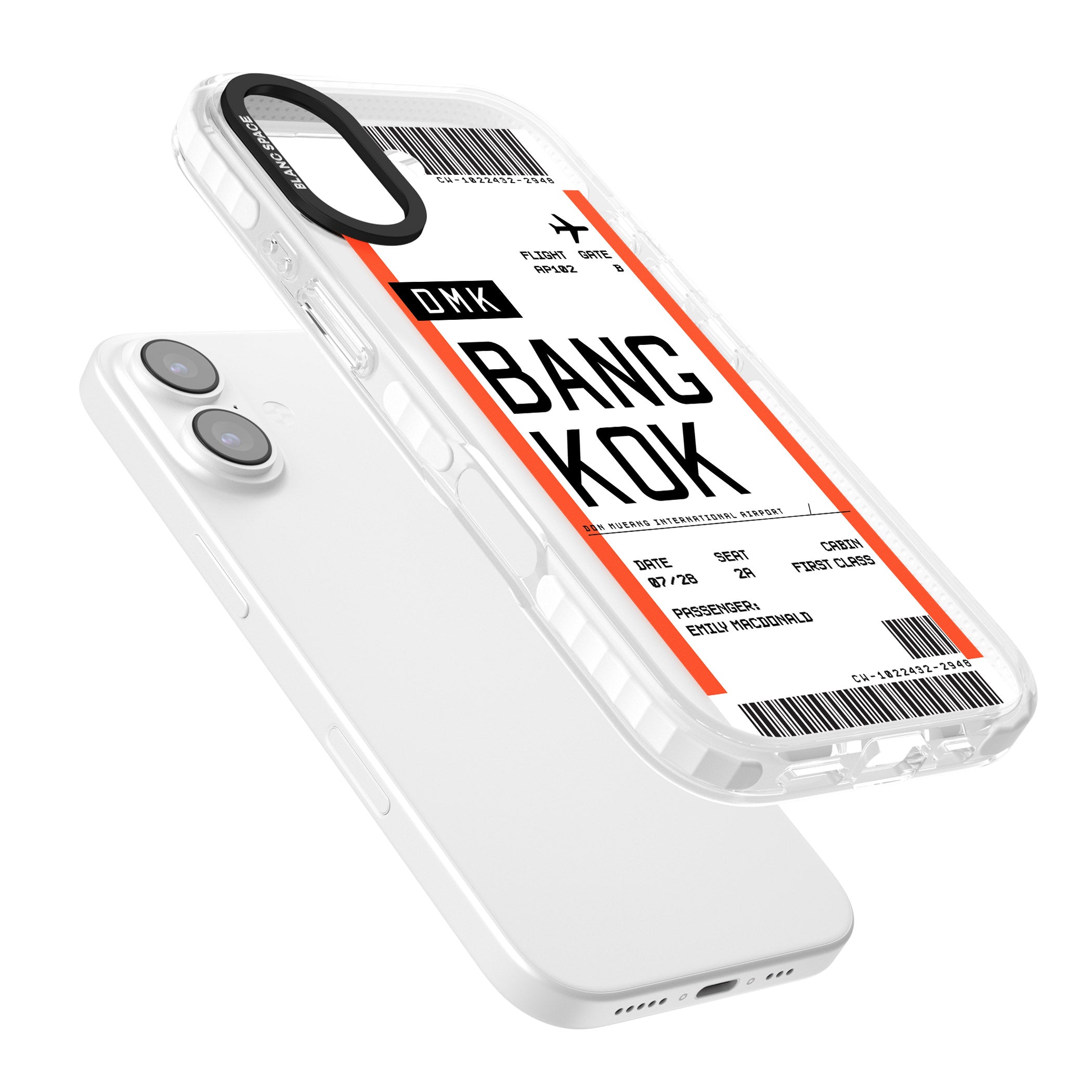 Personalised Bangkok Boarding Pass iPhone 17 Impact Pro Clear Phone Case Colours
