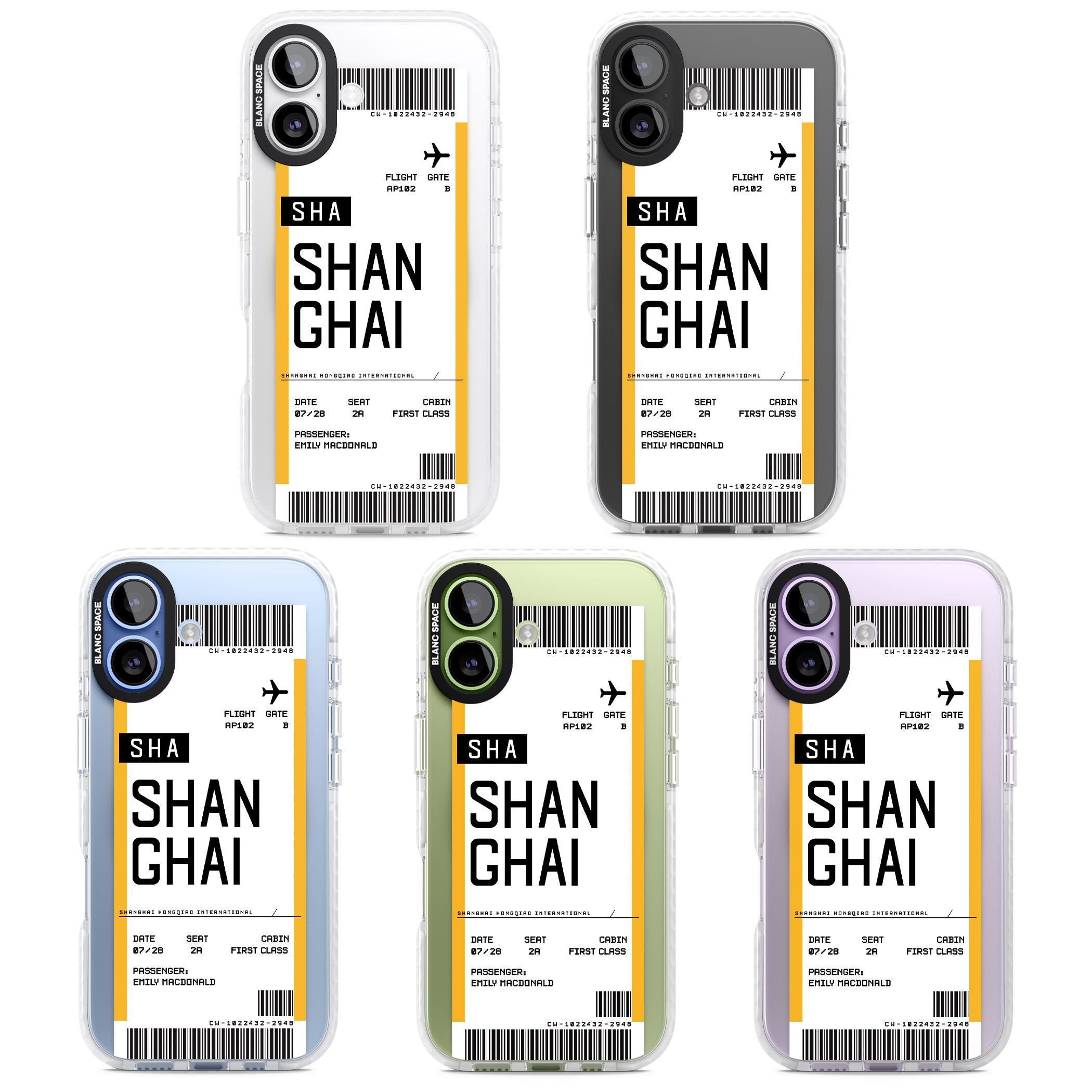 Personalised Shanghai Boarding Pass iPhone 17 Impact Pro Clear Phone Case APT Impact Protection