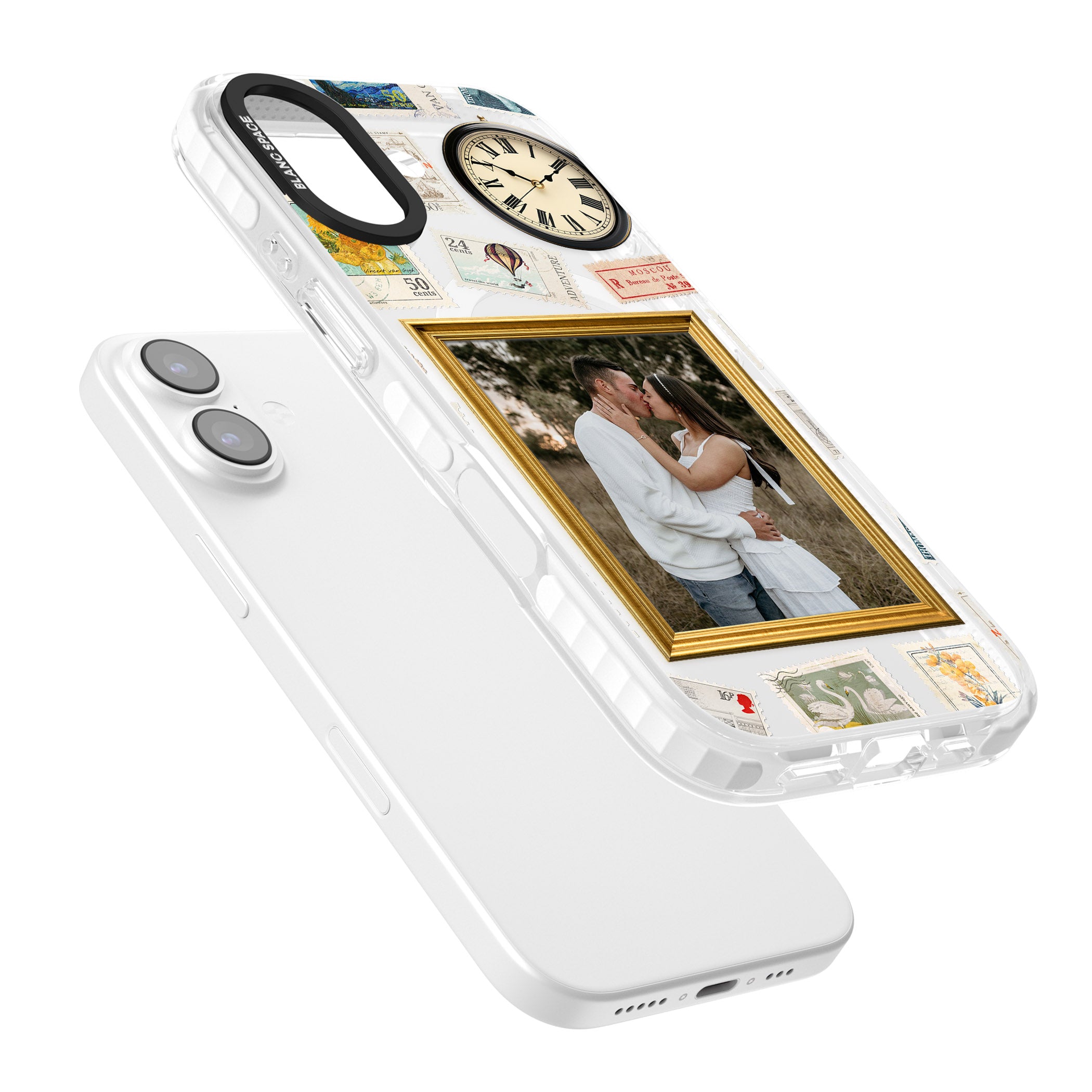 Personalised Vintage Photo Frame Collage iPhone 17 Impact Pro Clear Phone Case Colours