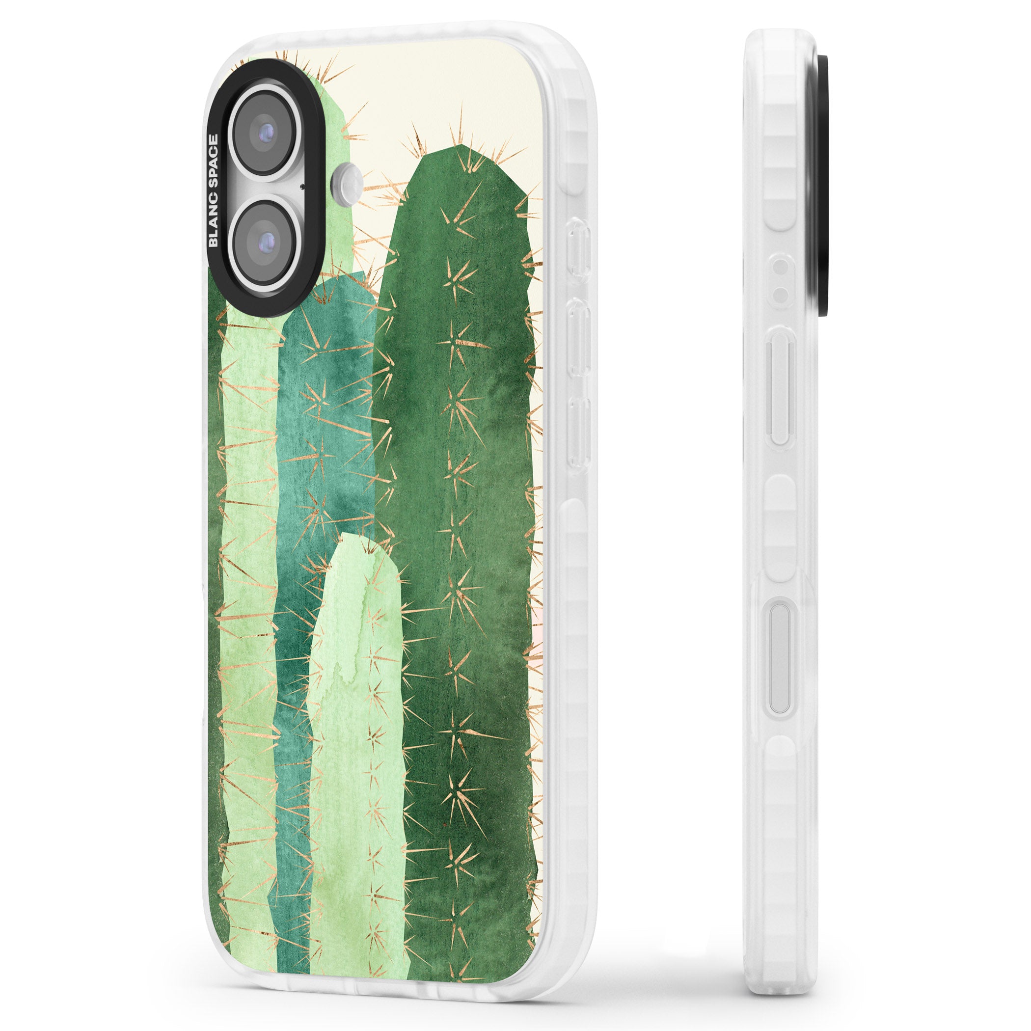 Large Cacti iPhone 17 Impact Pro Clear Phone Case Side Profile
