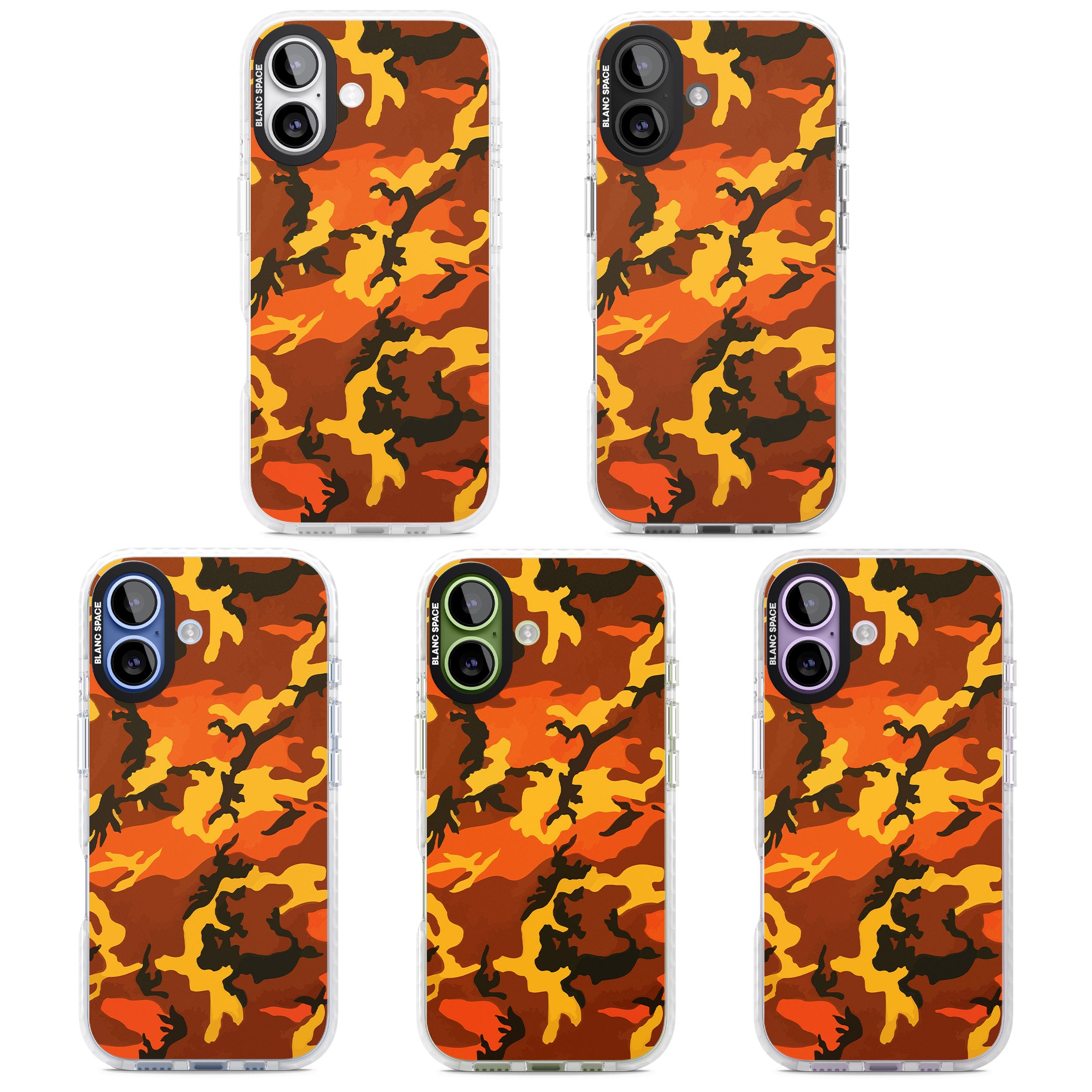 Orange Camo iPhone 17 Impact Pro Clear Phone Case APT Impact Protection