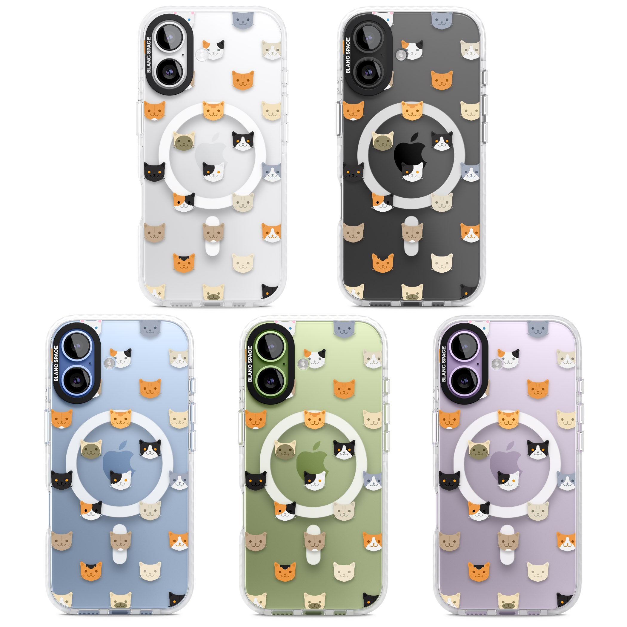 Cute Cat Face Transparent iPhone 17 Impact Pro Clear Phone Case APT Impact Protection