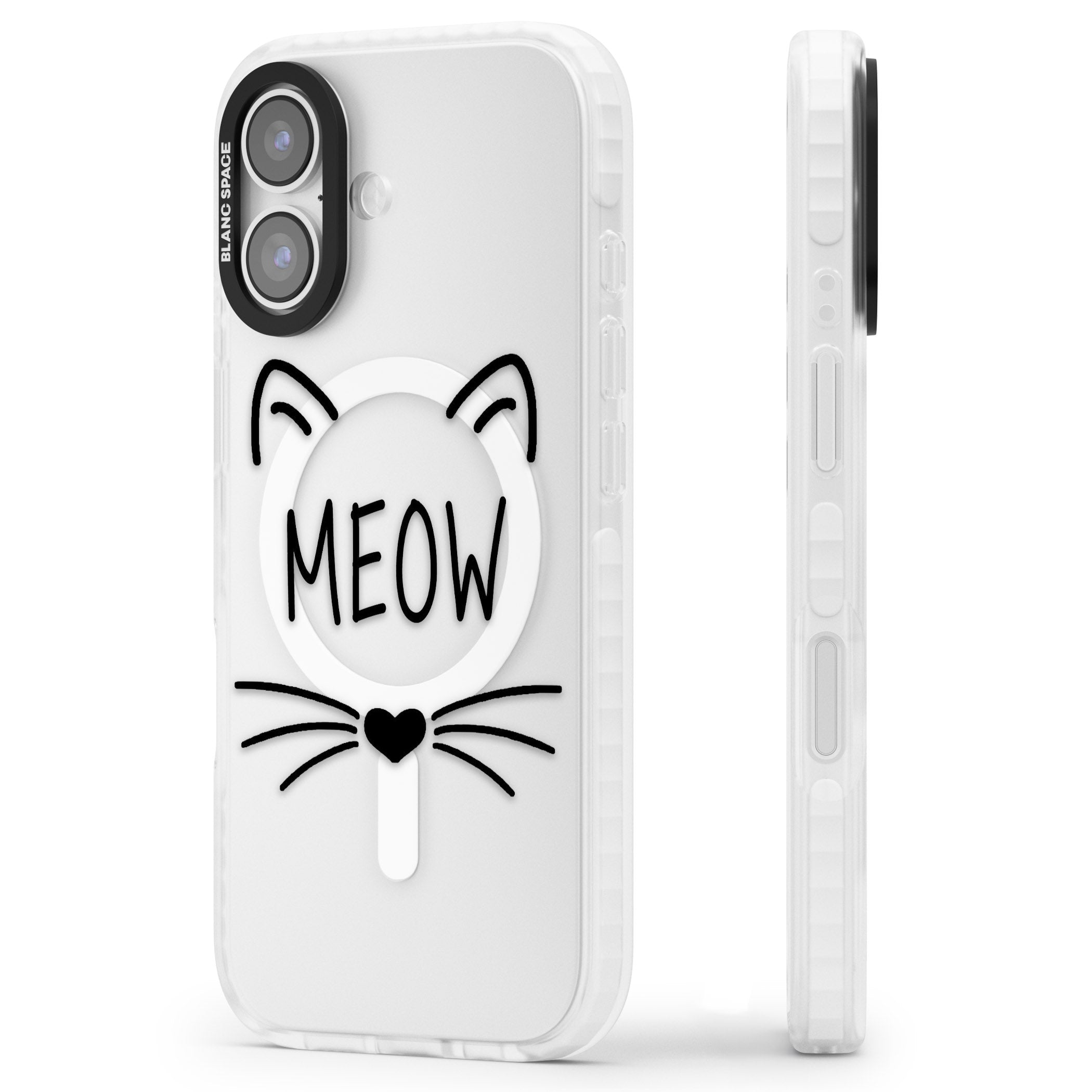 Cat Whiskers iPhone 17 Impact Pro Clear Phone Case Side Profile