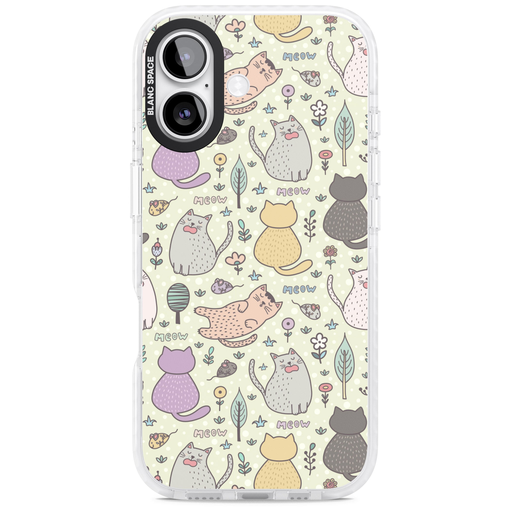 Cat Pattern Cream iPhone 17 Impact Pro Clear Phone Case