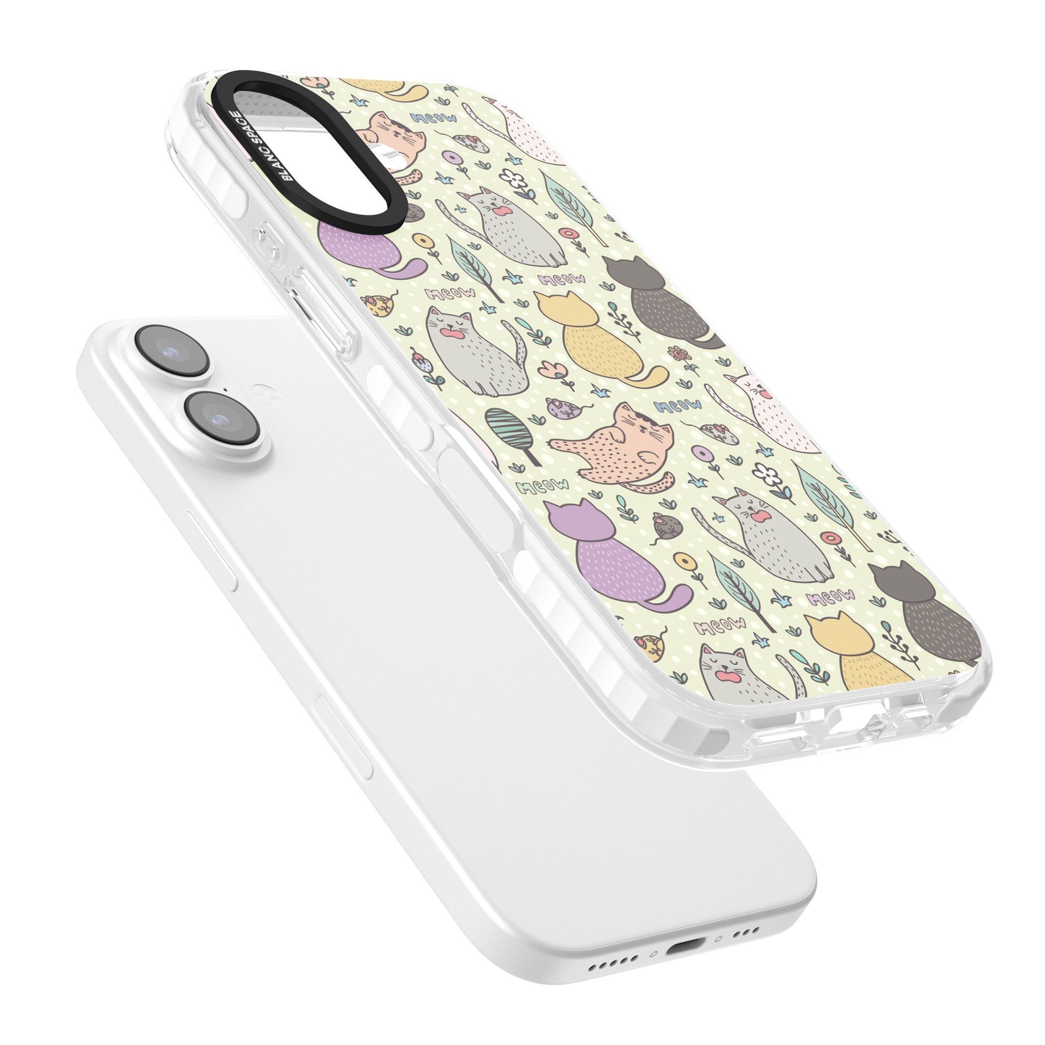 Cat Pattern Cream iPhone 17 Impact Pro Clear Phone Case Colours