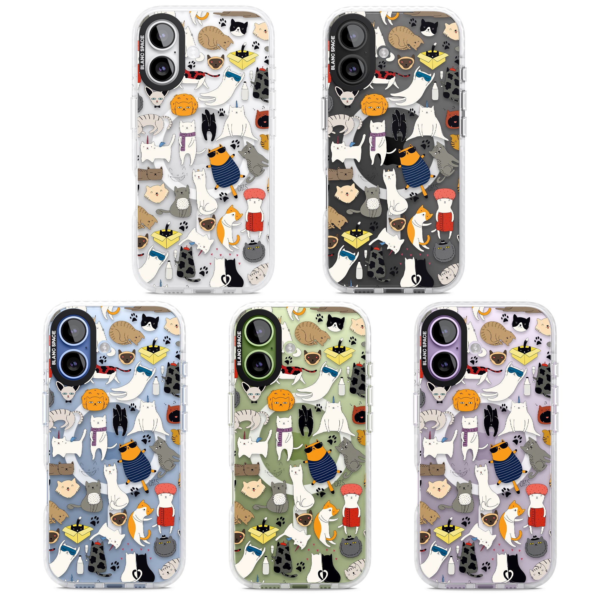 Cartoon Cat Collage iPhone 17 Impact Pro Clear Phone Case APT Impact Protection