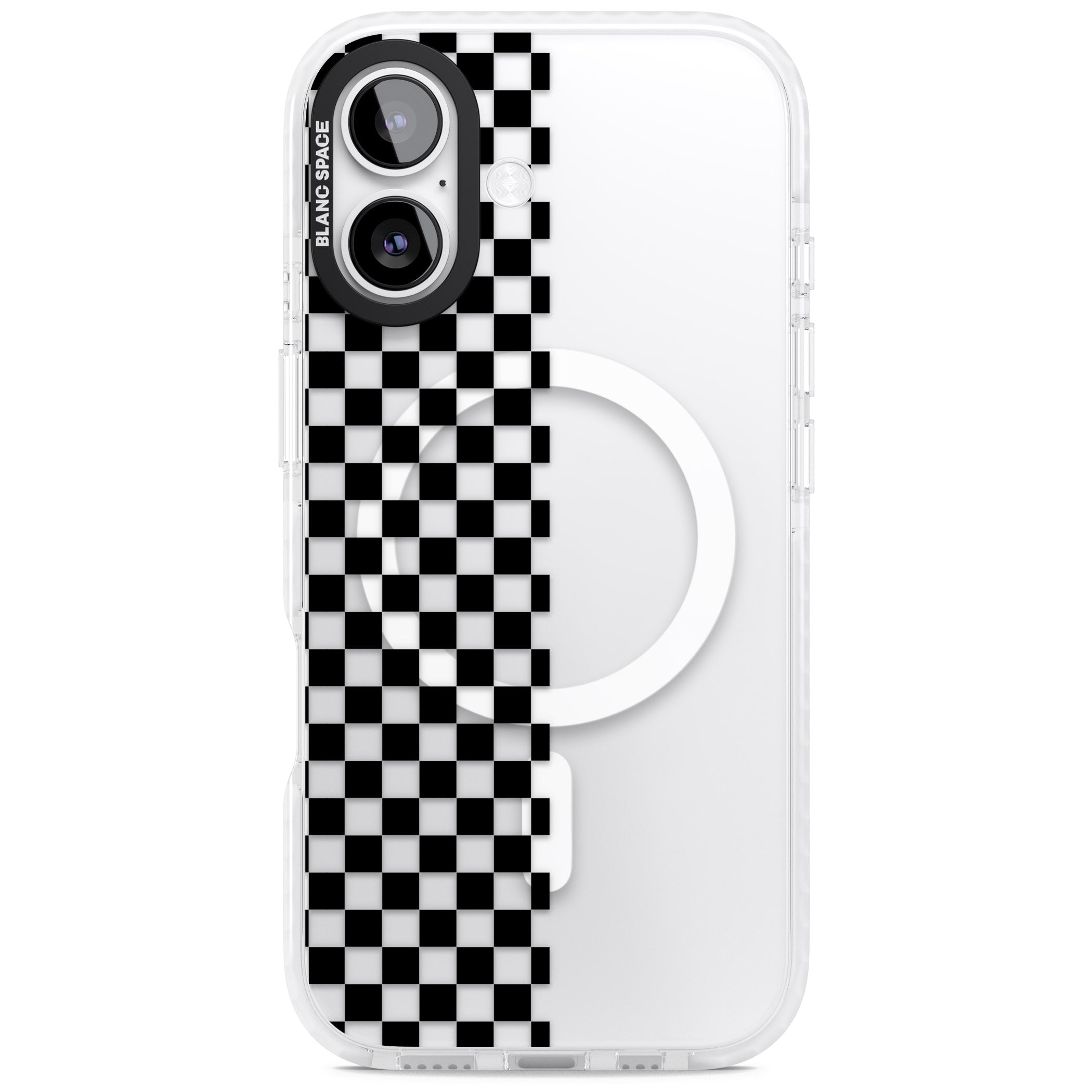 Checker: Half Black Check On Clear iPhone 17 Impact Pro Clear Phone Case