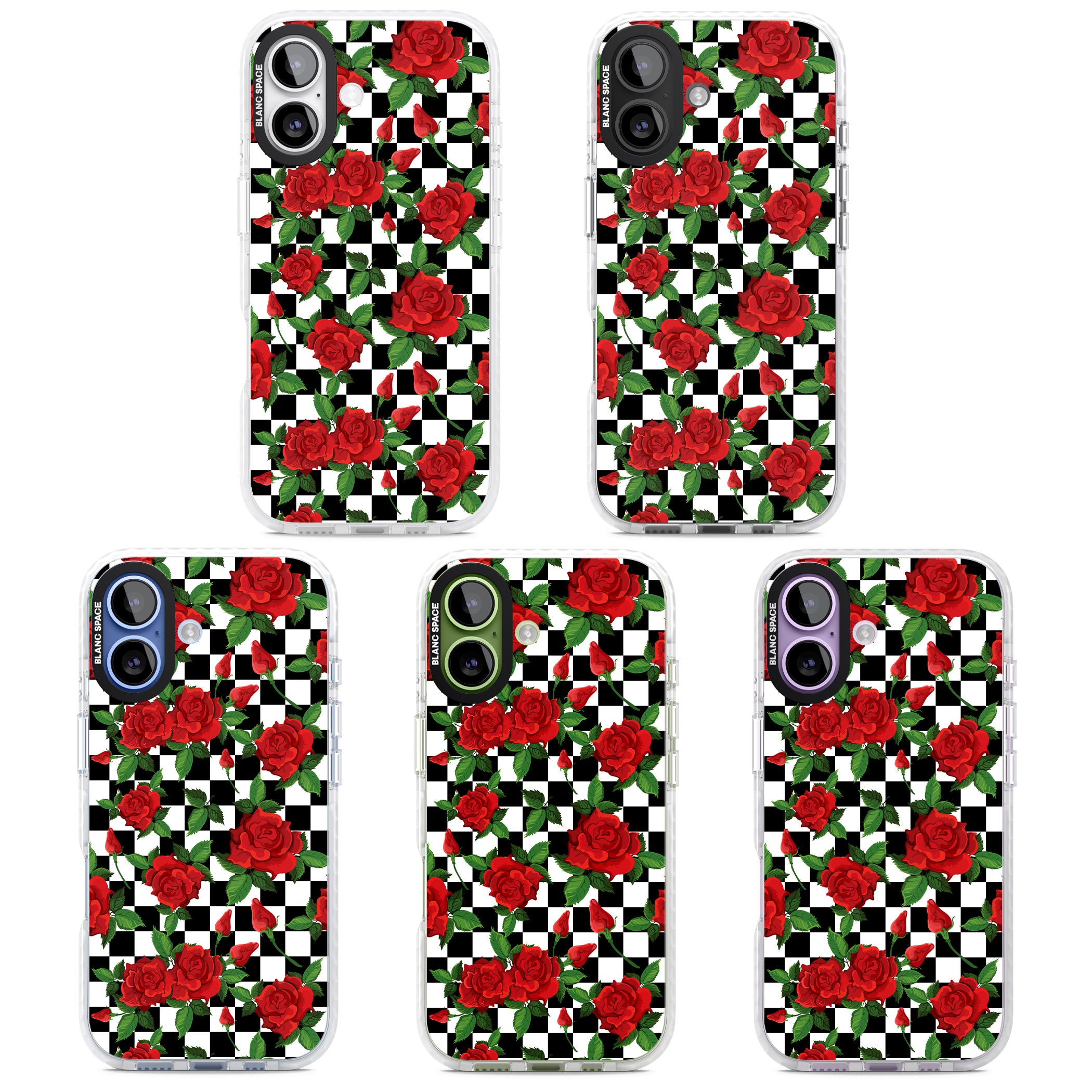 Checkered Roses iPhone 17 Impact Pro Clear Phone Case APT Impact Protection