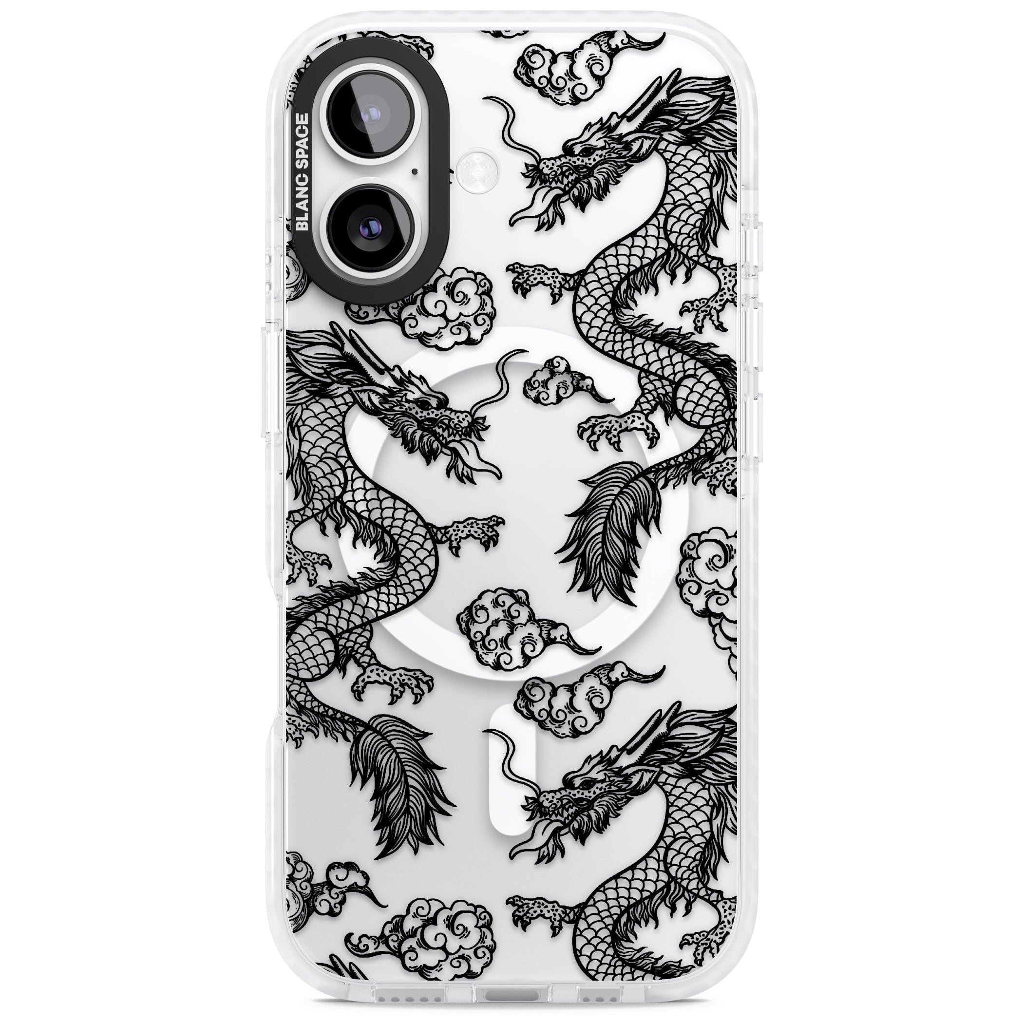 Black Dragon Pattern iPhone 17 Impact Pro Clear Phone Case