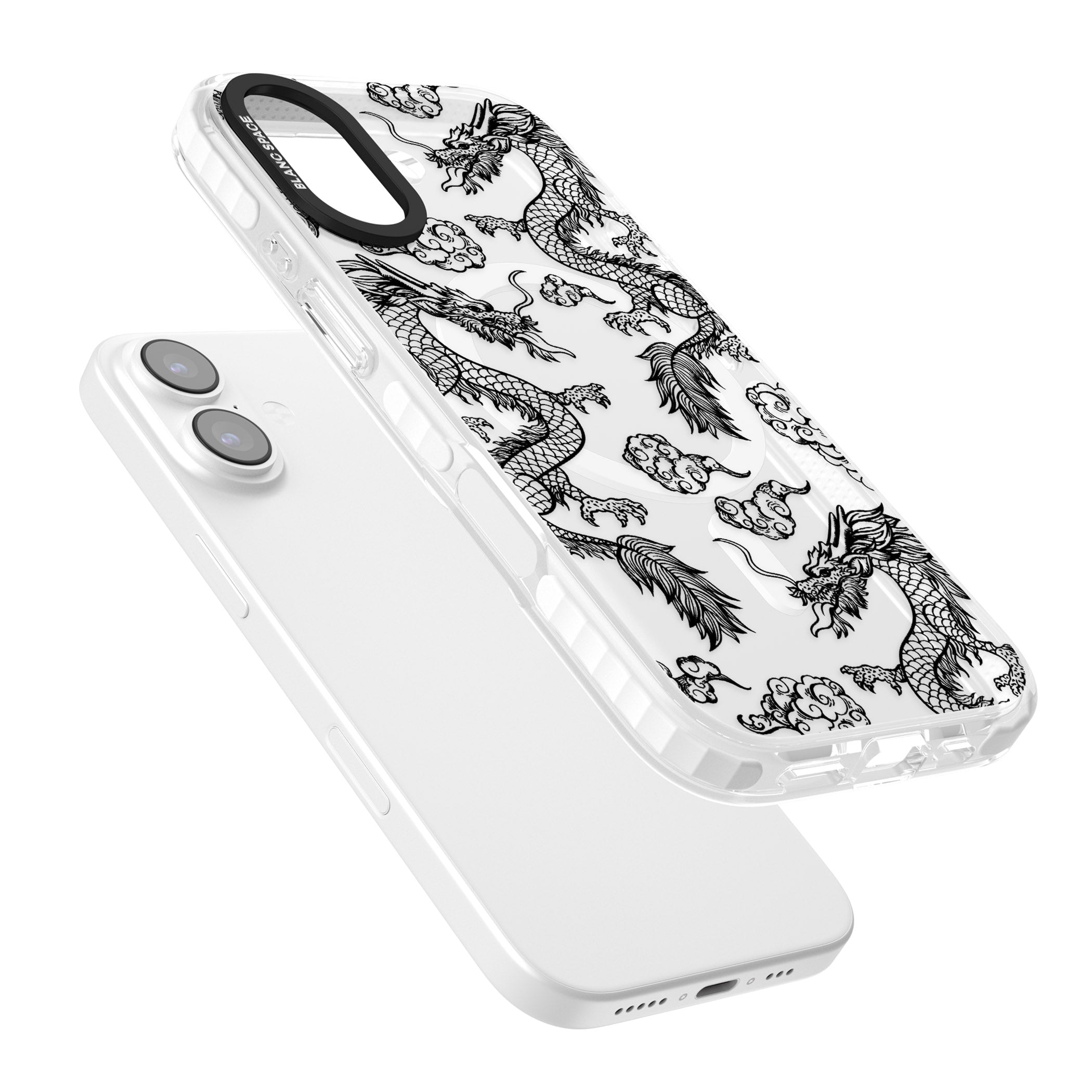 Black Dragon Pattern iPhone 17 Impact Pro Clear Phone Case Colours