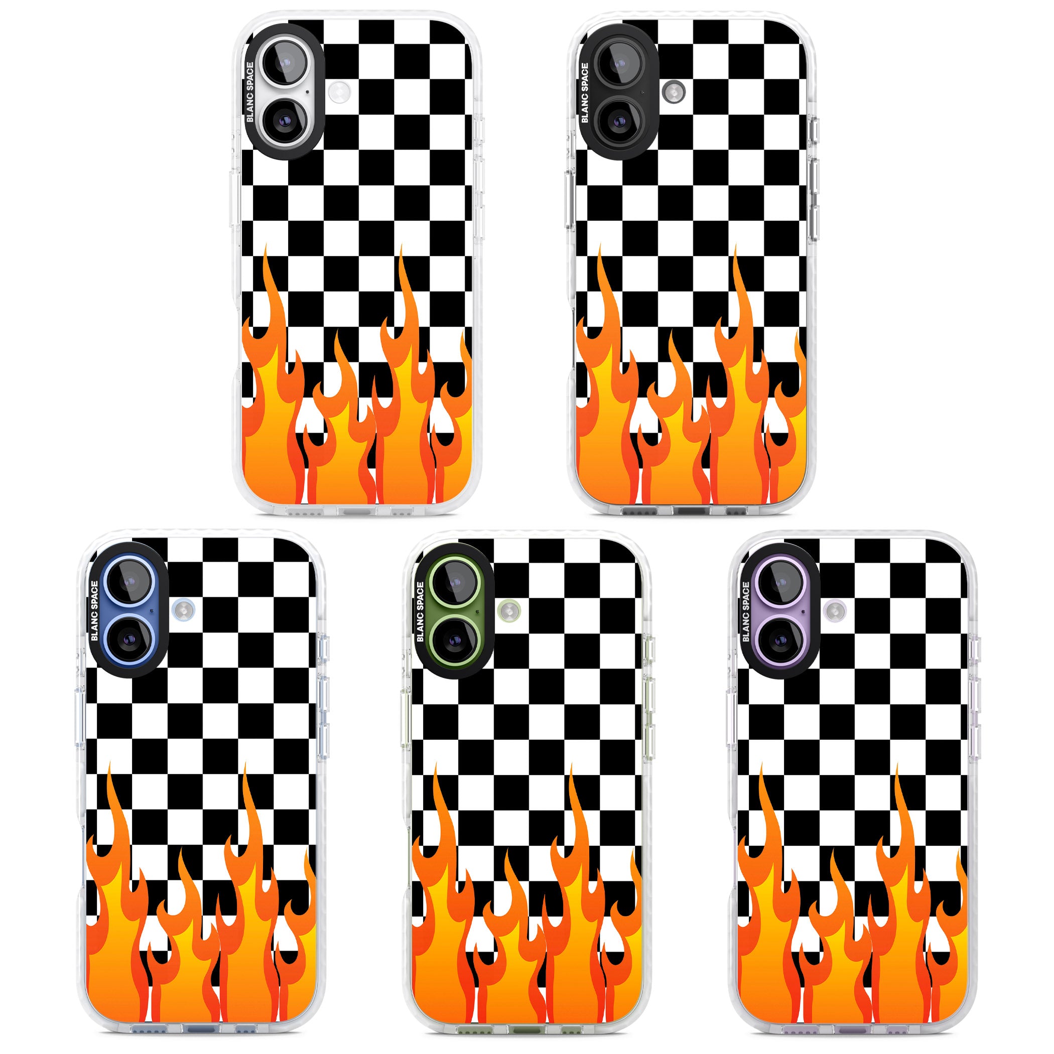 Checkered Fire iPhone 17 Impact Pro Clear Phone Case APT Impact Protection