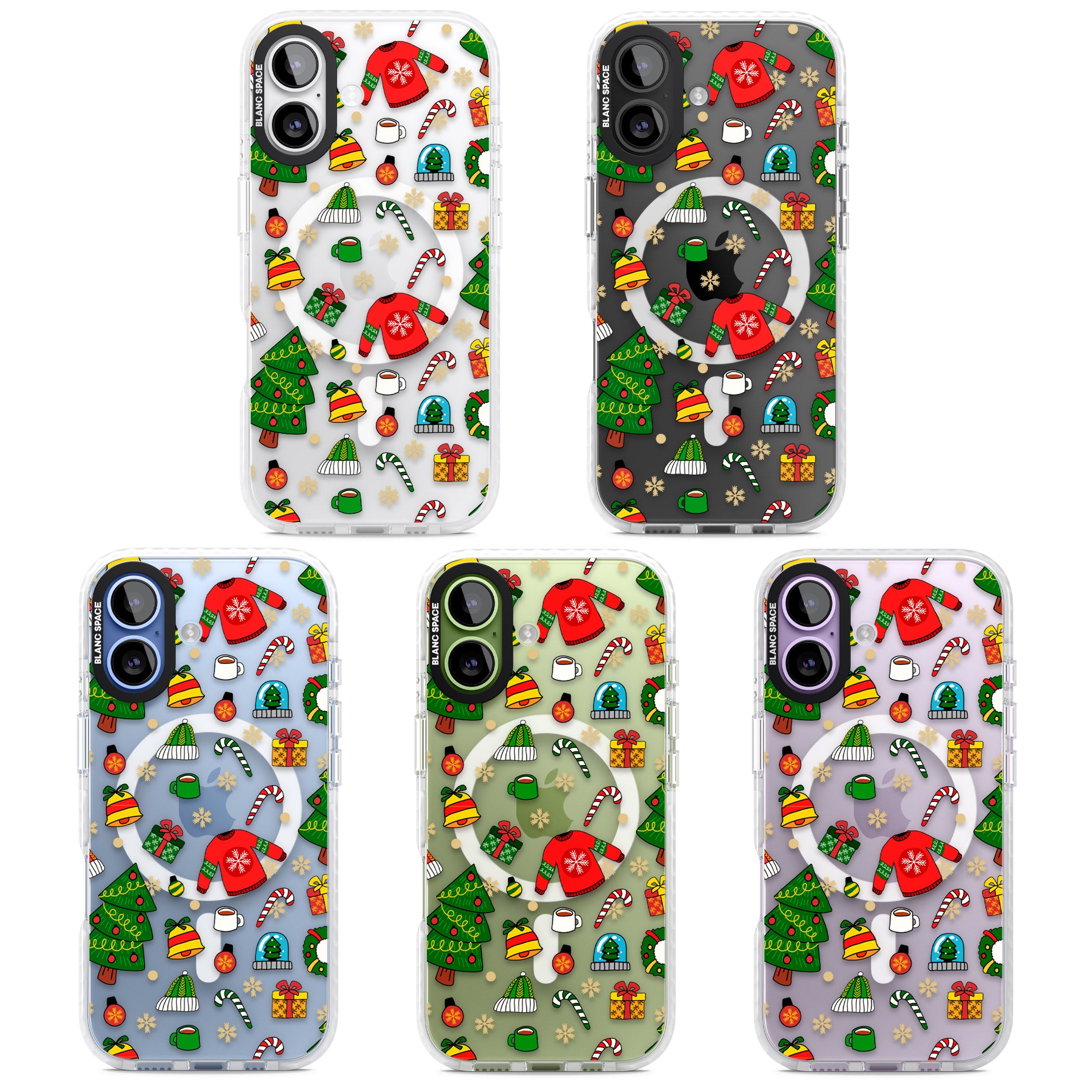 Christmas Mixture Pattern iPhone 17 Impact Pro Clear Phone Case APT Impact Protection