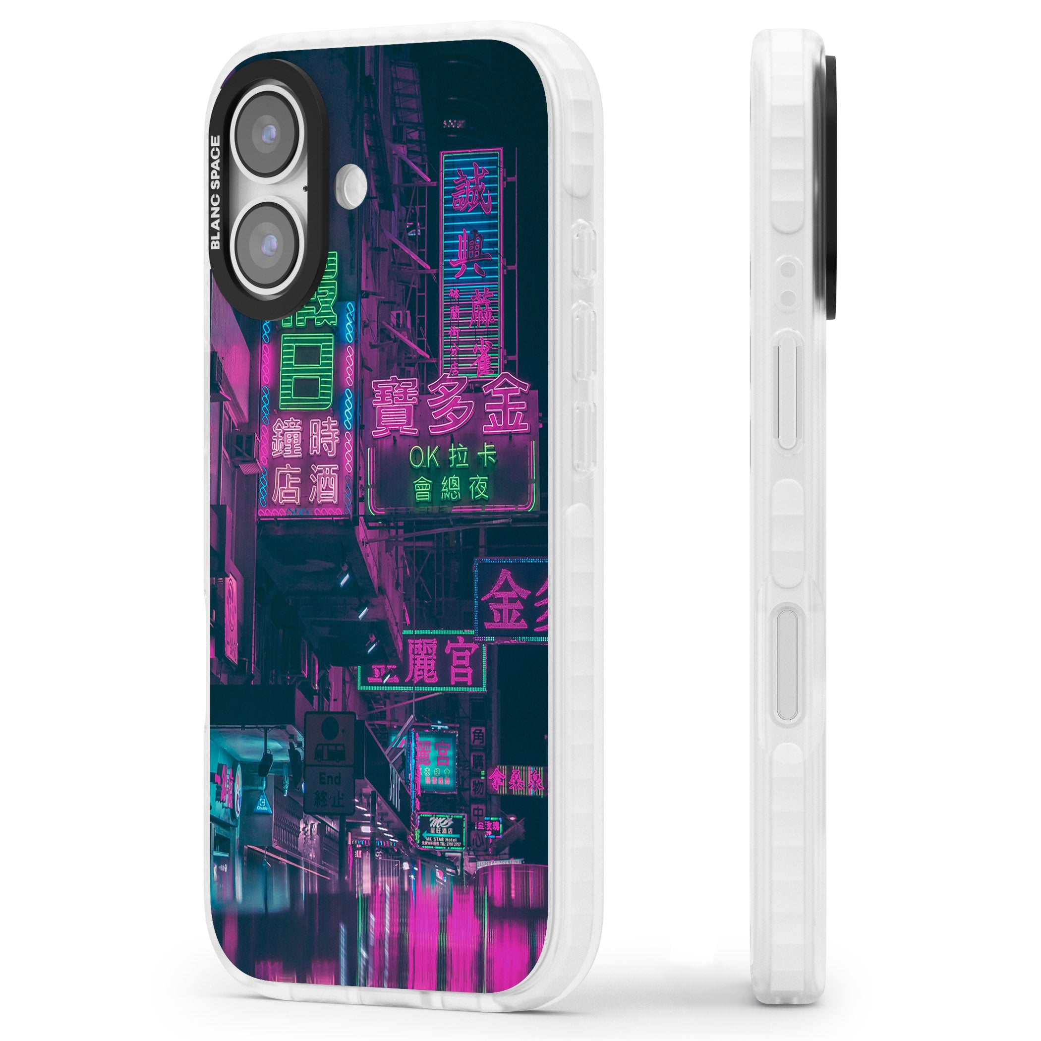 Neon Night Strip iPhone 17 Impact Pro Clear Phone Case Side Profile