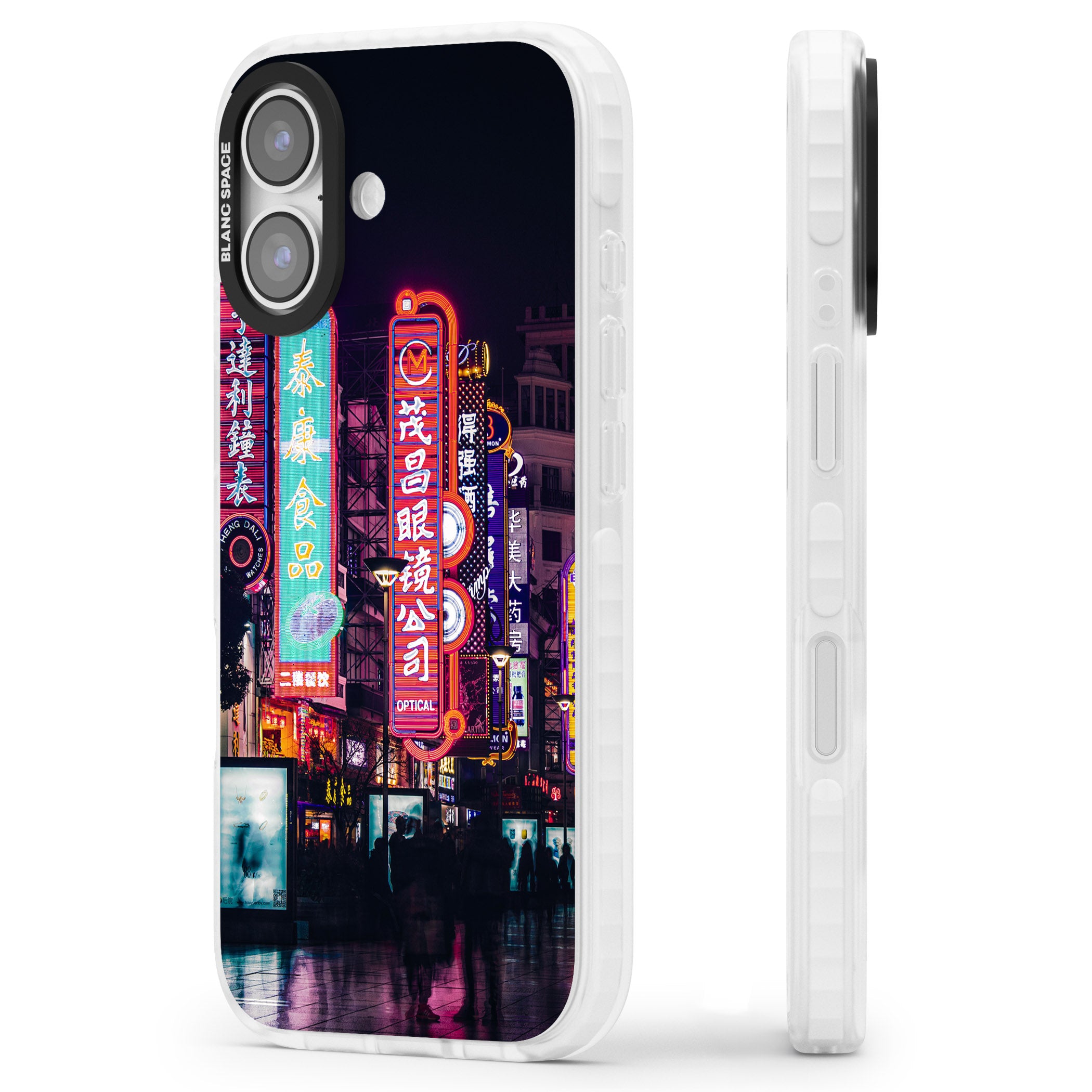 Neon Streets iPhone 17 Impact Pro Clear Phone Case Side Profile