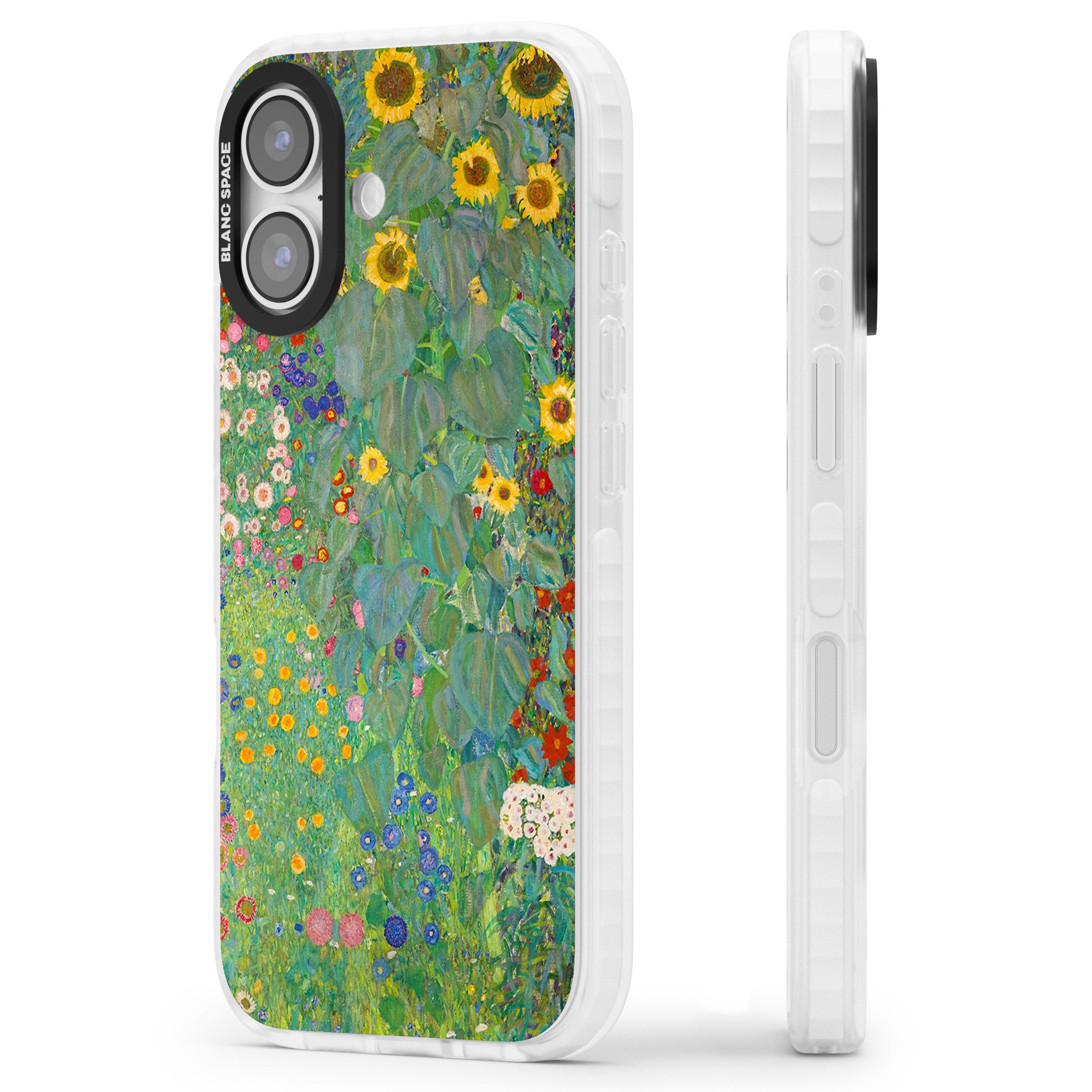 Farm Garden With Sunflowers iPhone 17 Impact Pro Clear Phone Case Side Profile