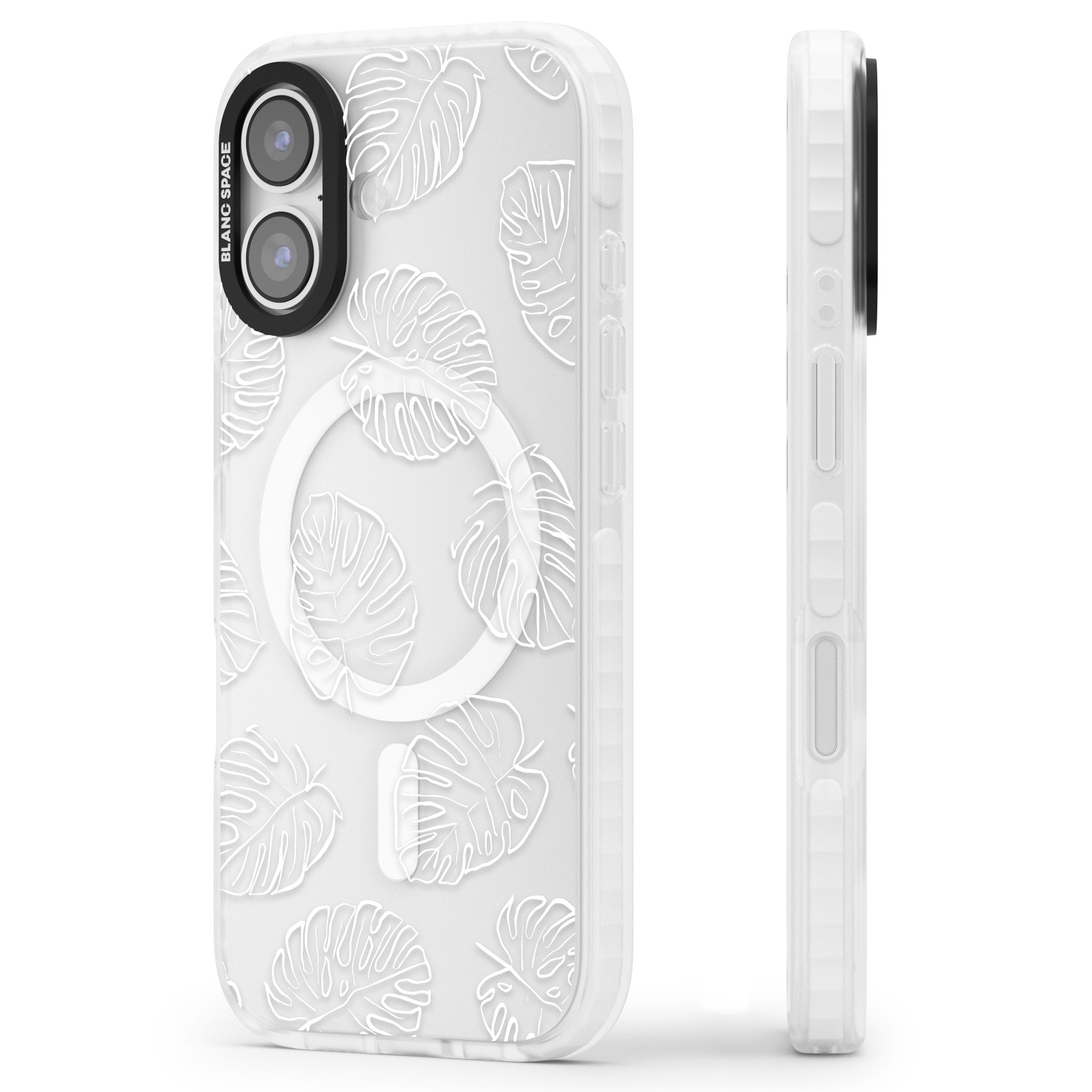 Monstera Outline iPhone 17 Impact Pro Clear Phone Case Side Profile
