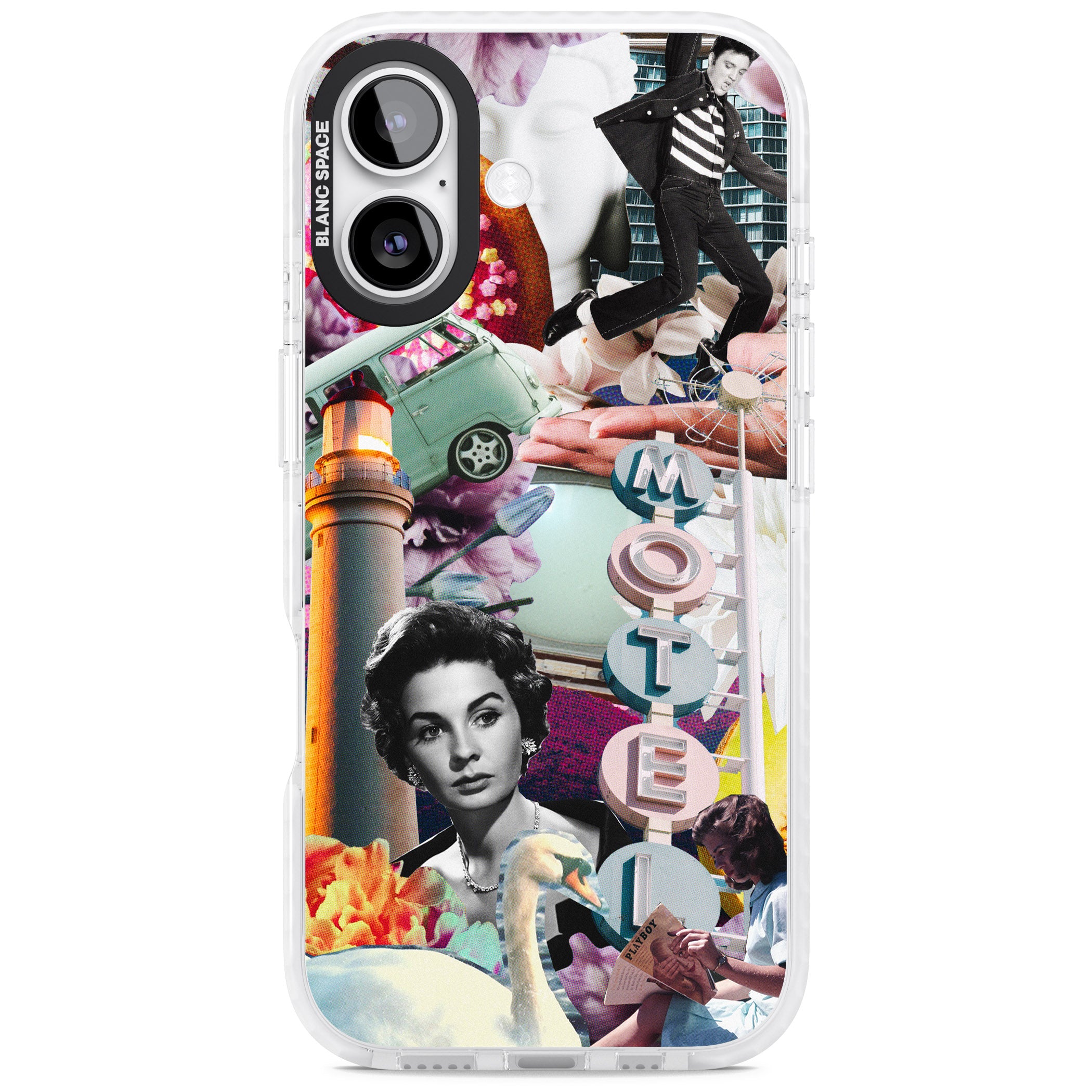 Retro Motel Collage iPhone 17 Impact Pro Clear Phone Case