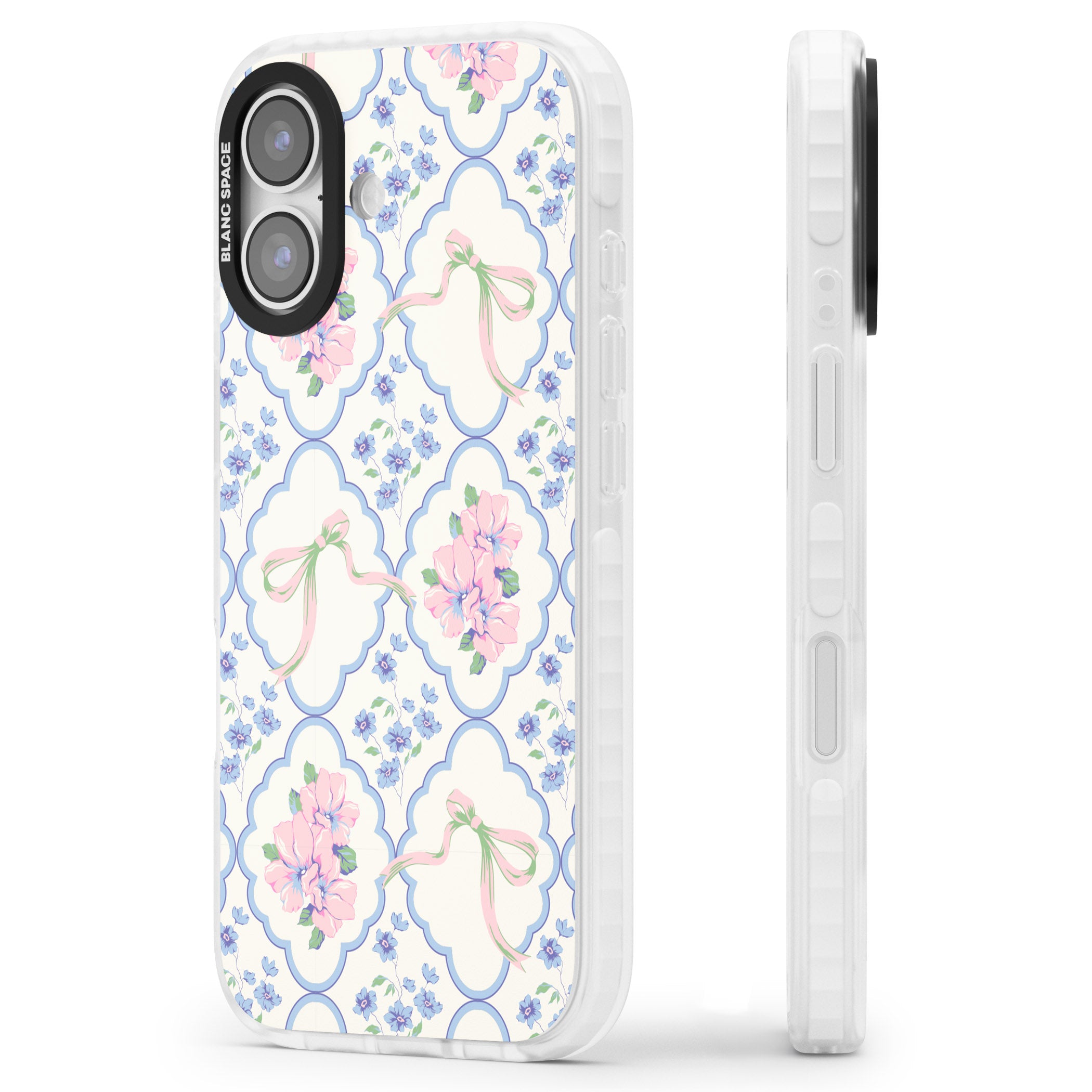 Coquette Flowers & Bows iPhone 17 Impact Pro Clear Phone Case Side Profile