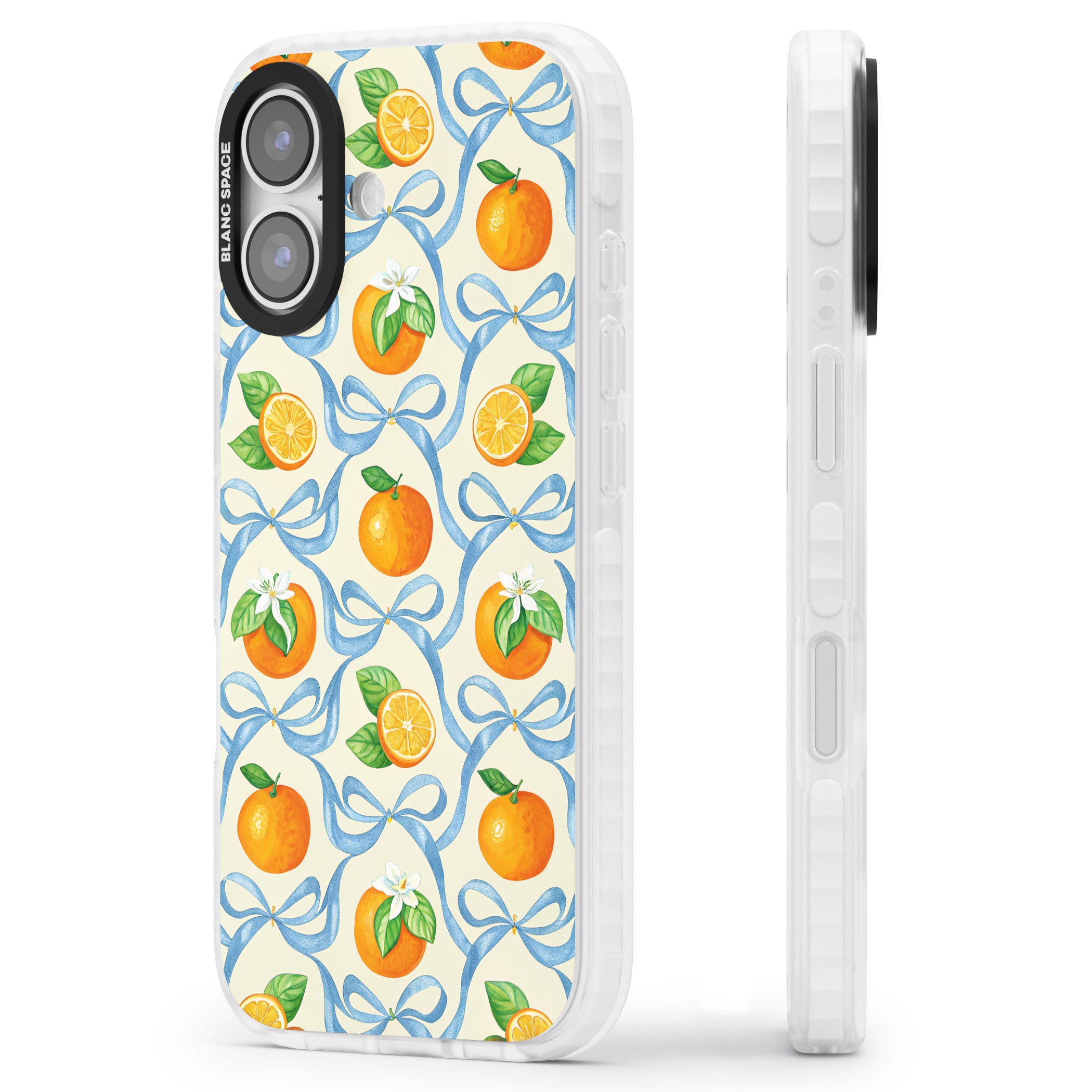 Bows & Clementines iPhone 17 Impact Pro Clear Phone Case Side Profile