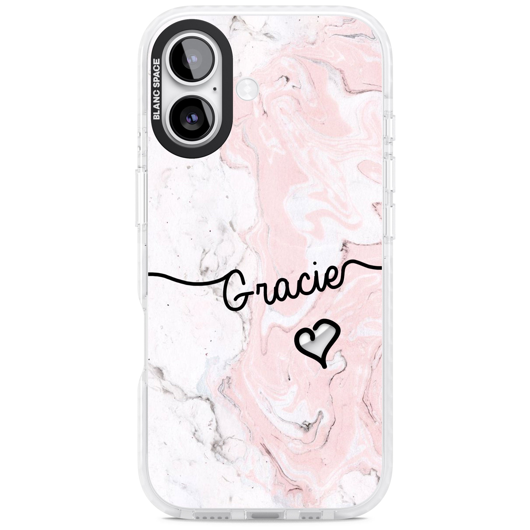 Personalised Pink Marble iPhone 17 Impact Pro Clear Phone Case