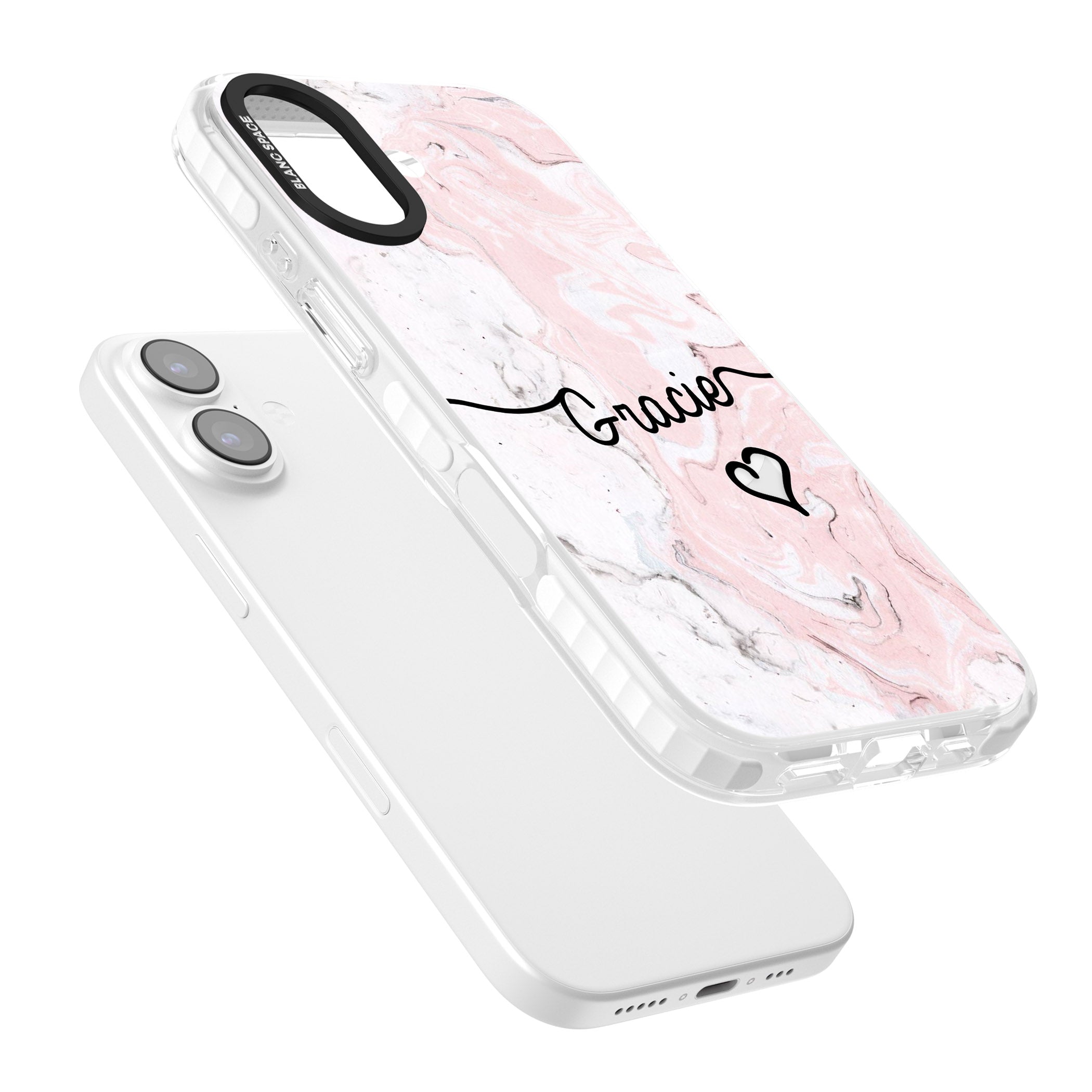 Personalised Pink Marble iPhone 17 Impact Pro Clear Phone Case Colours