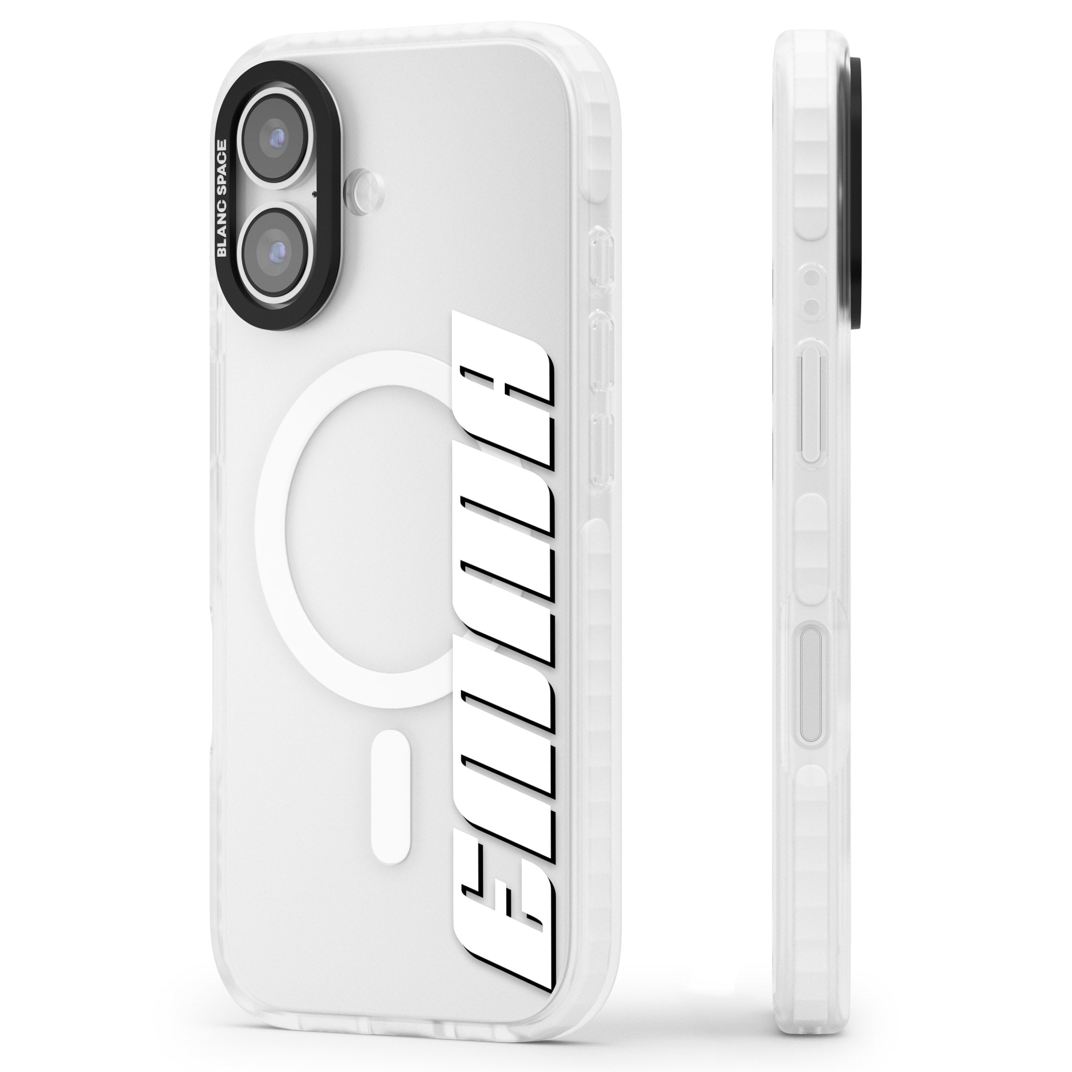 Personalised Vertical Bold Name iPhone 17 Impact Pro Clear Phone Case Side Profile