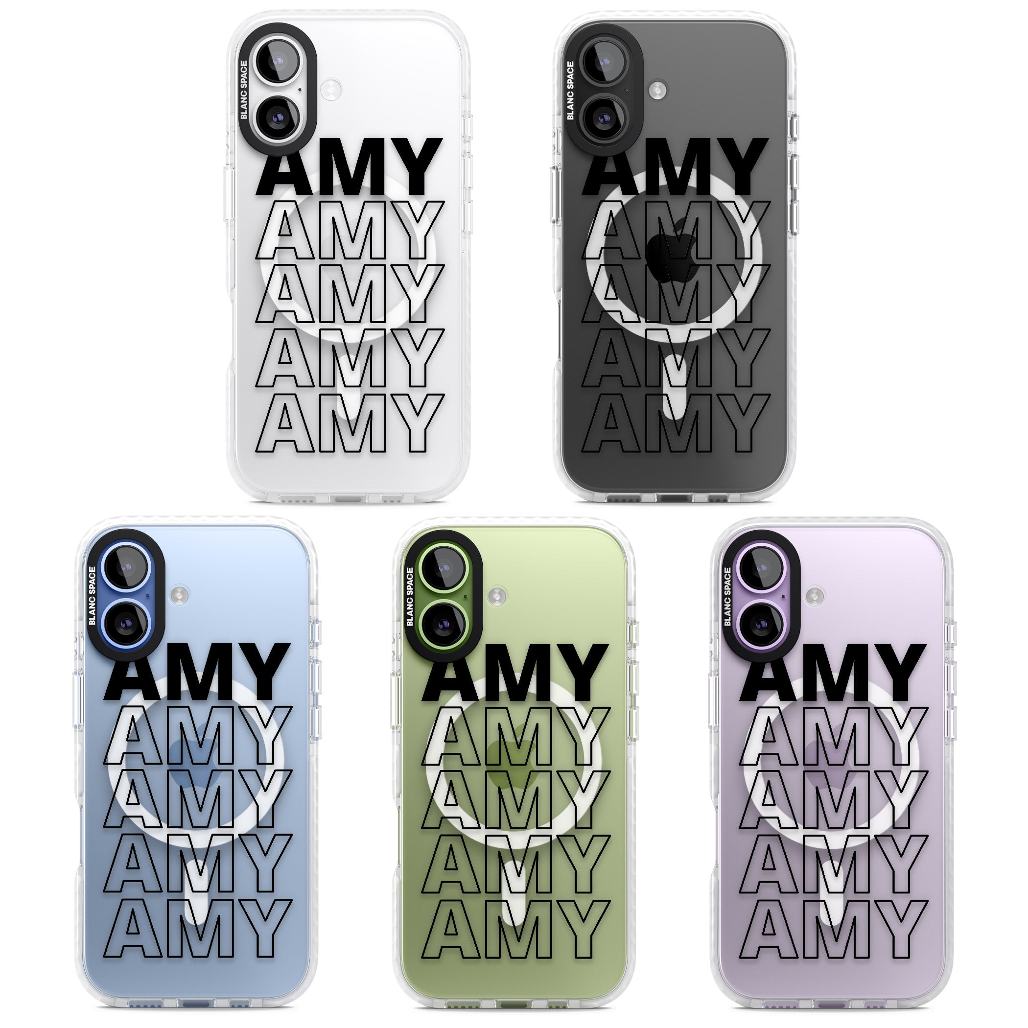 Personalised Bold Name Repetition iPhone 17 Impact Pro Clear Phone Case APT Impact Protection