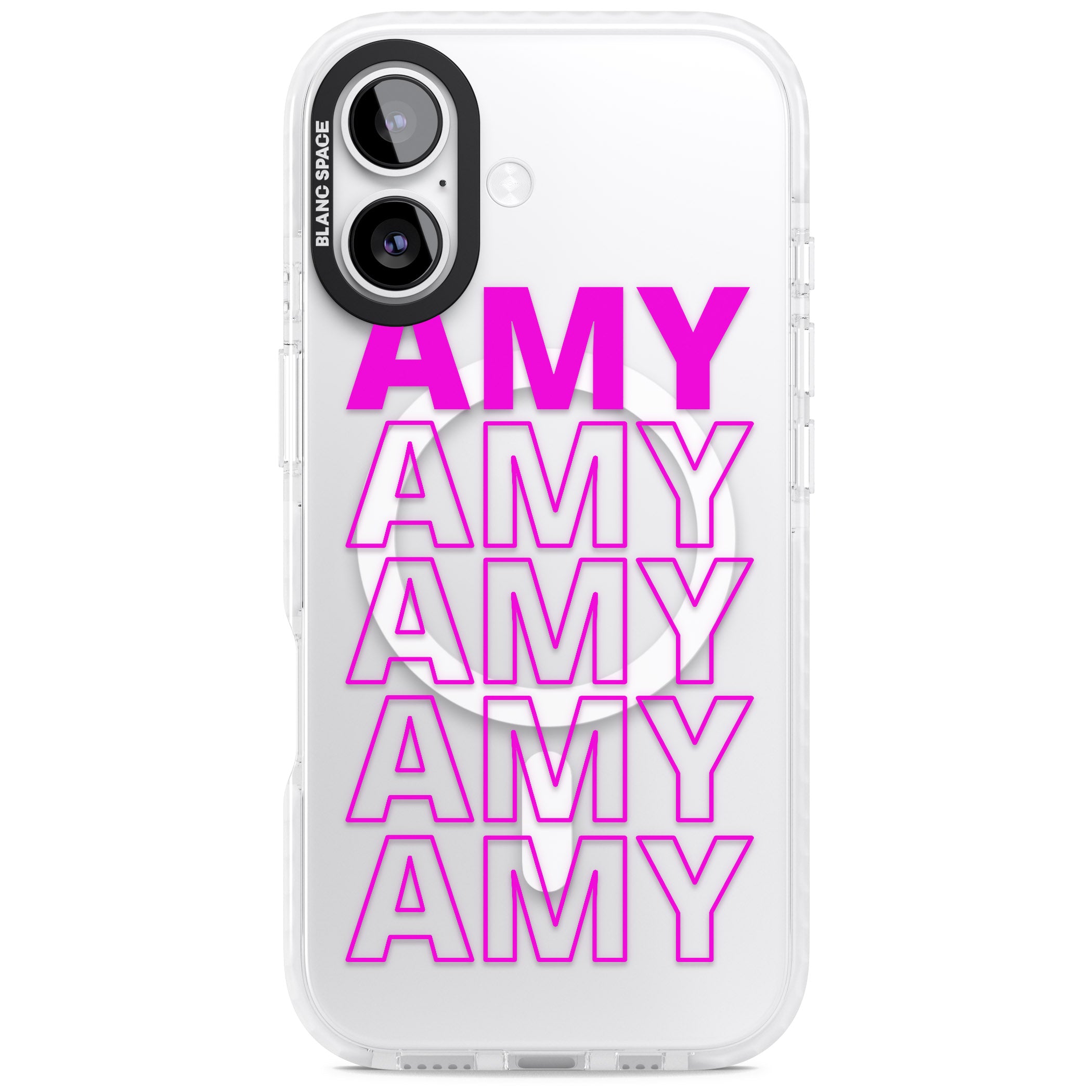 Personalised Bold Repeated Name iPhone 17 Impact Pro Clear Phone Case