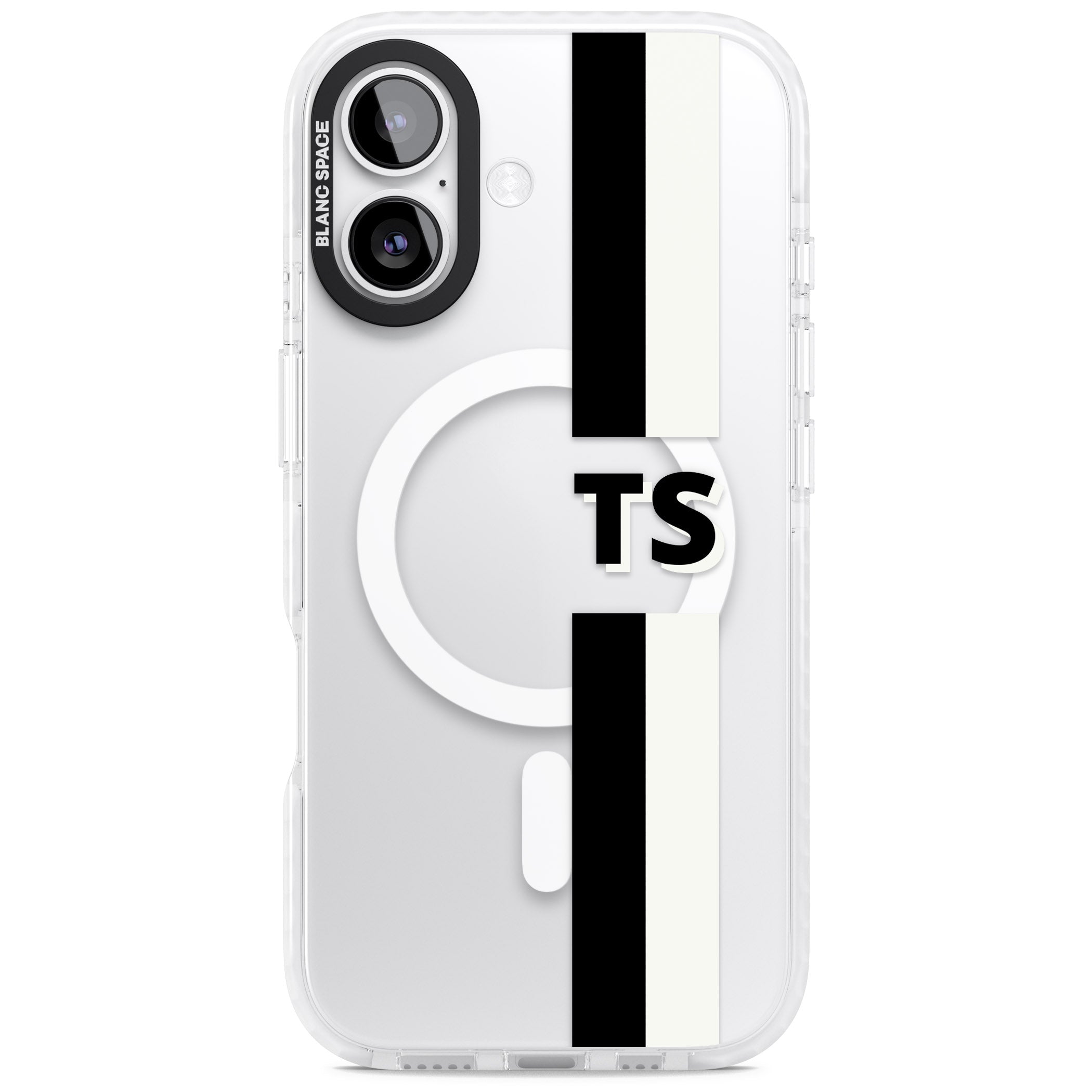 Personalised Black And White Stripe iPhone 17 Impact Pro Clear Phone Case