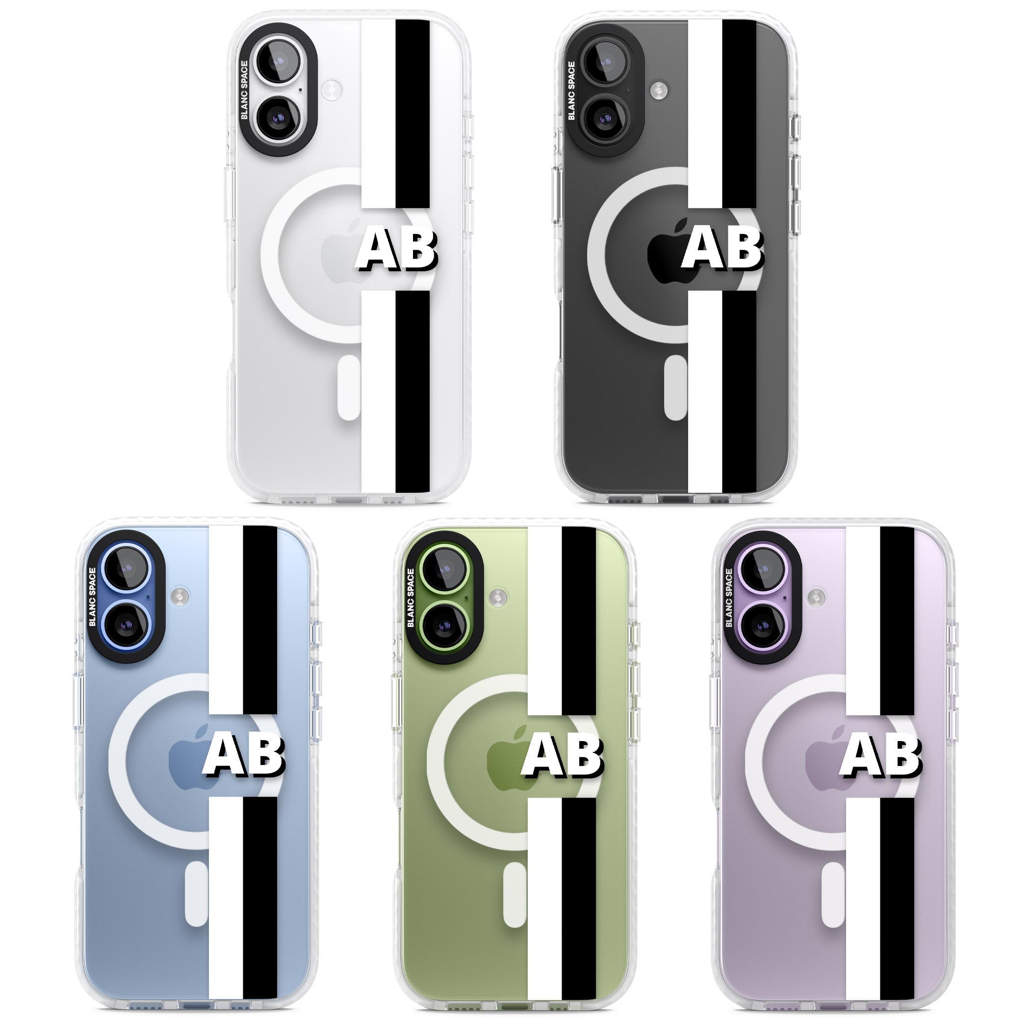 Personalised Bold Two Stripe Name iPhone 17 Impact Pro Clear Phone Case APT Impact Protection