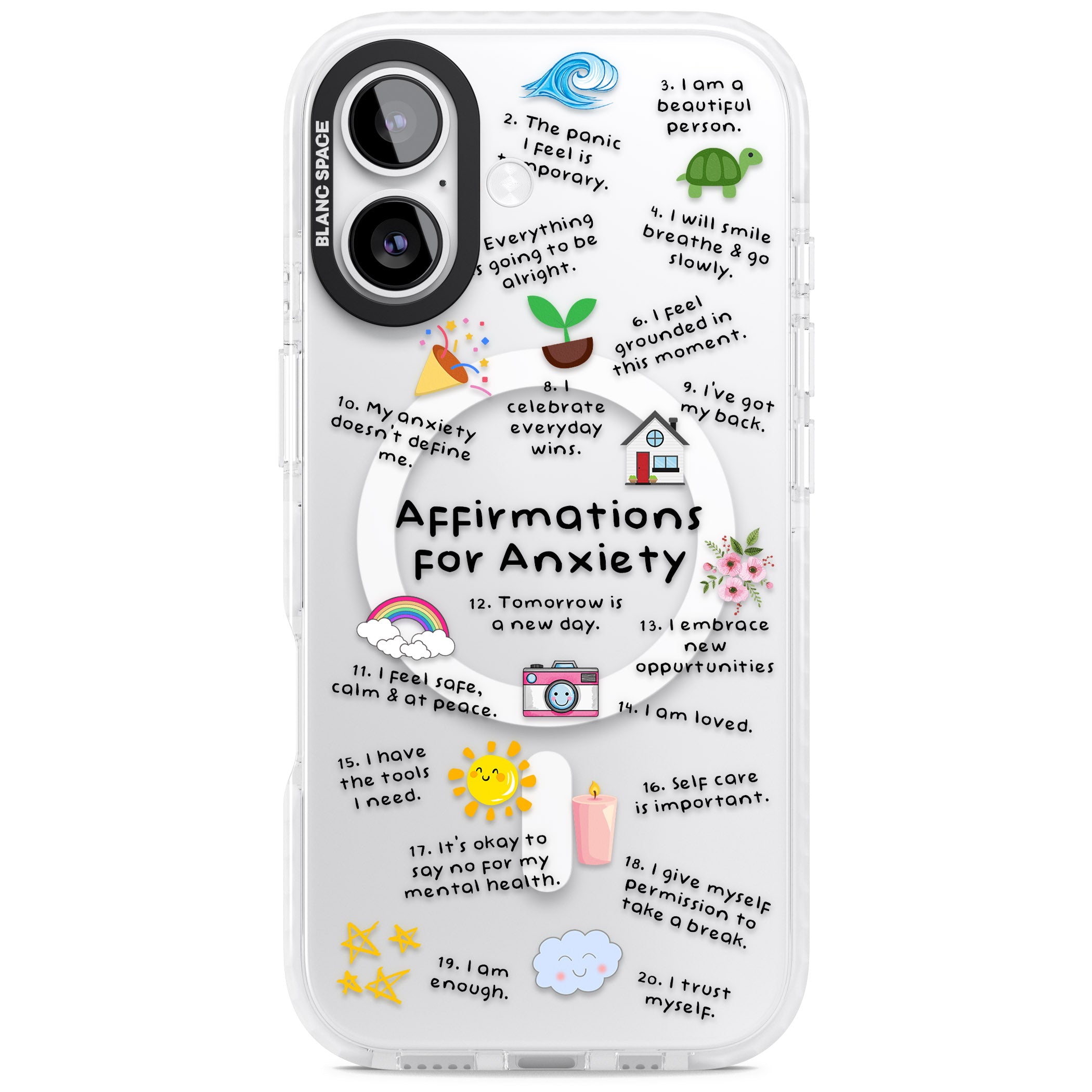 Anxiety Black Text iPhone 17 Impact Pro Clear Phone Case