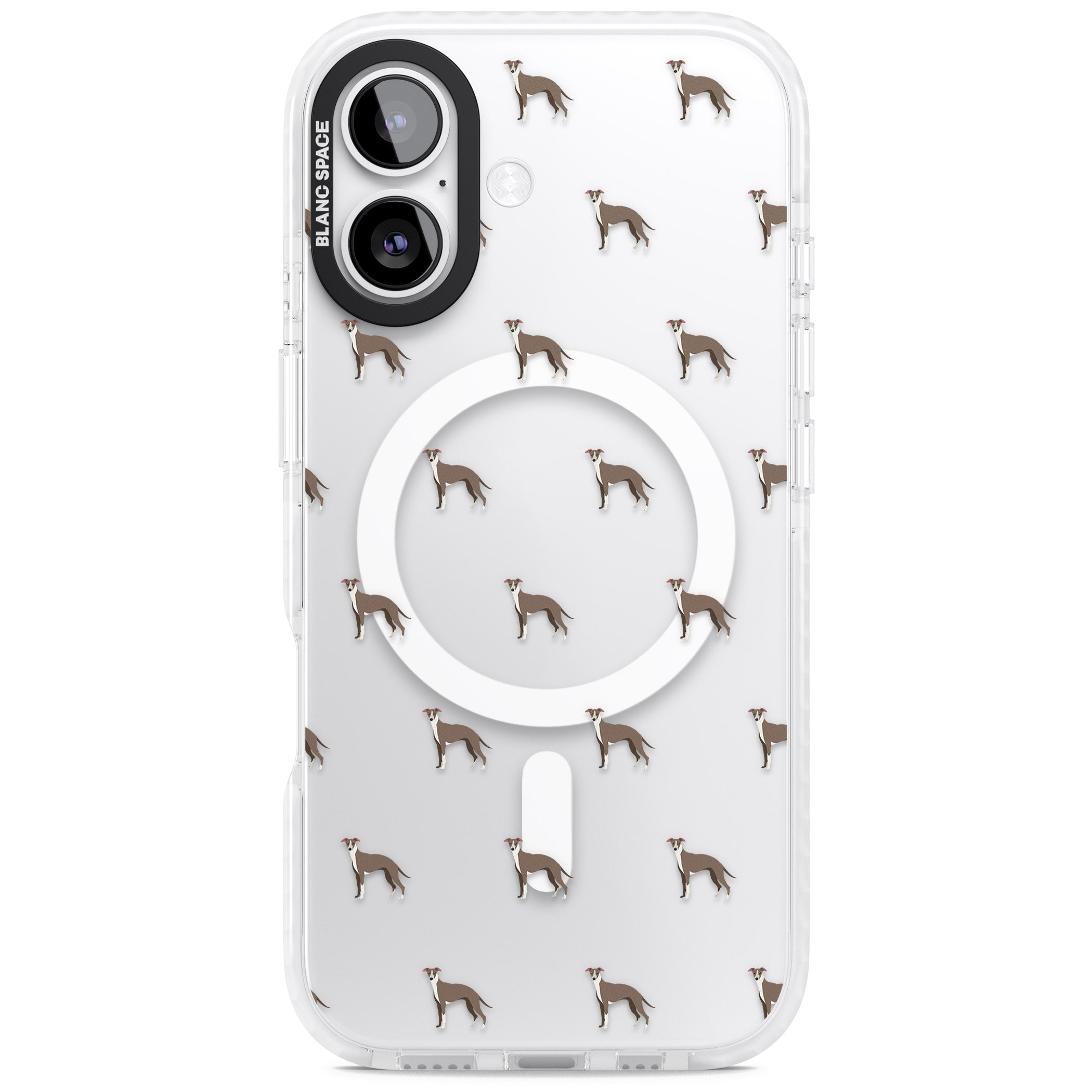 Whippet Dog Pattern Clear iPhone 17 Impact Pro Clear Phone Case